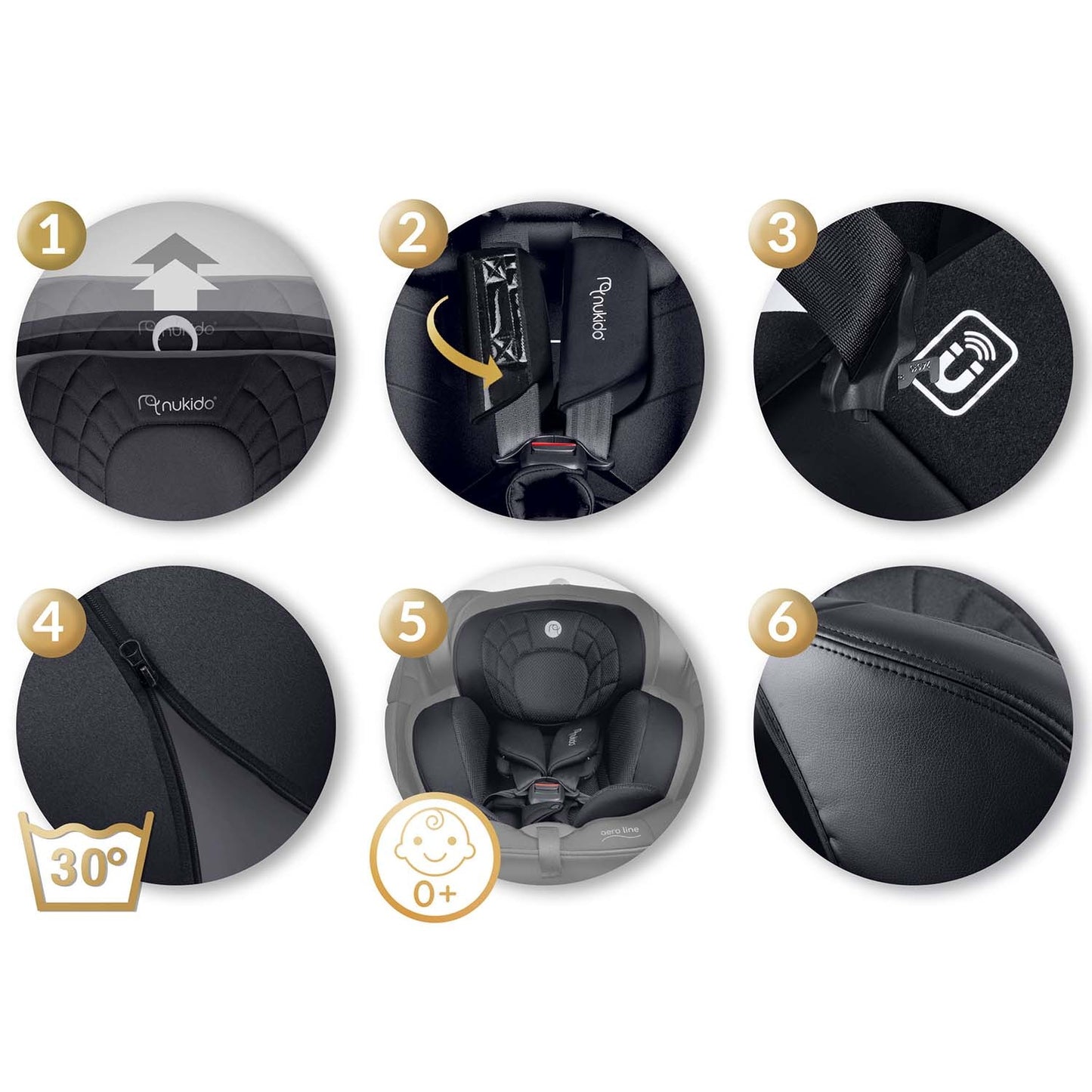Nukido Aero Line Car Seat Black 0-36kg ISOFIX