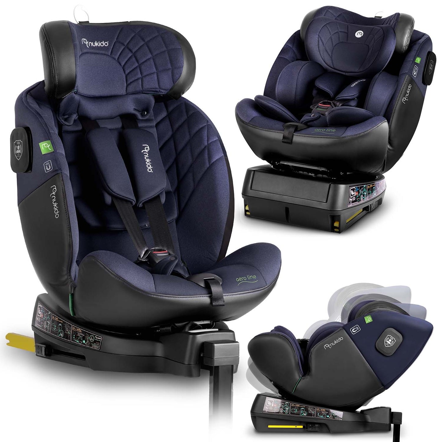 Nukido Aero Line Car Seat Black/Navy Blue 0-36kg ISOFIX