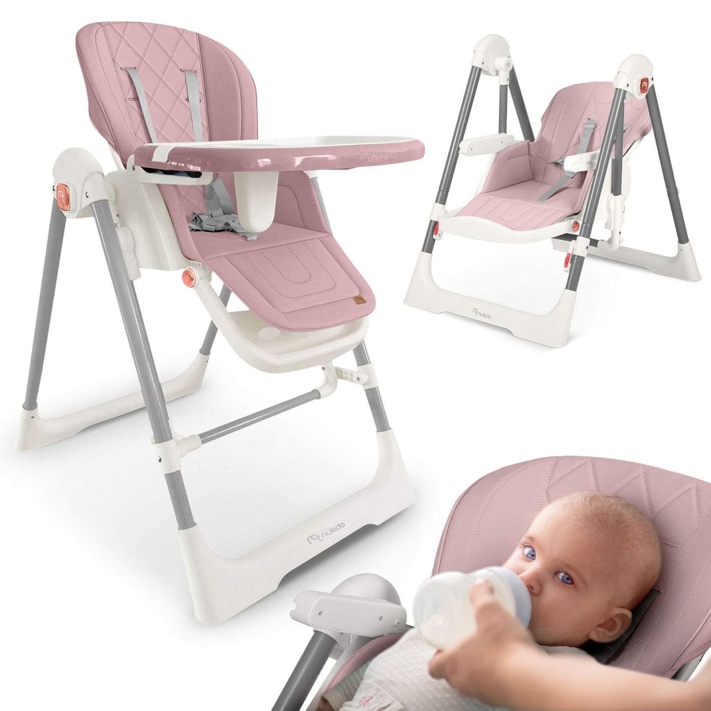 Nukido Elite feeding chair, pink