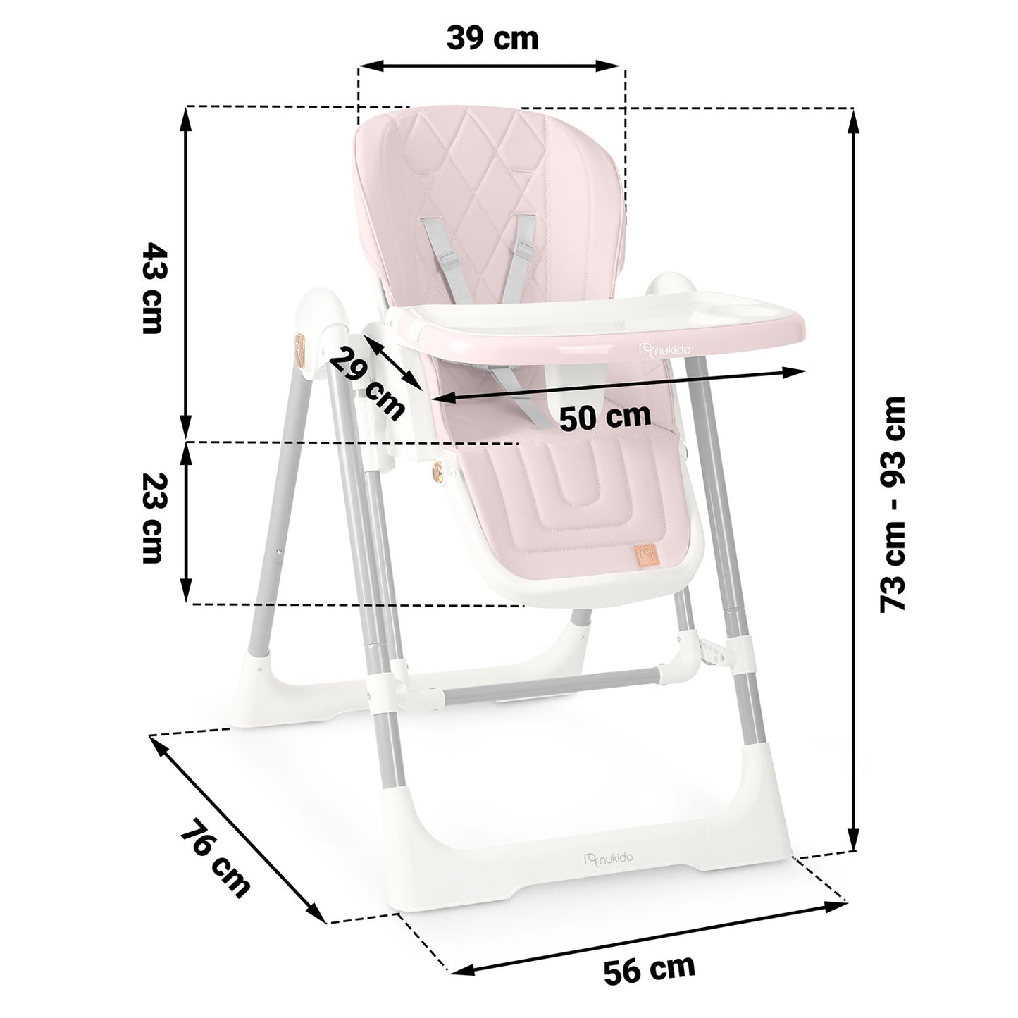Nukido Elite feeding chair, pink