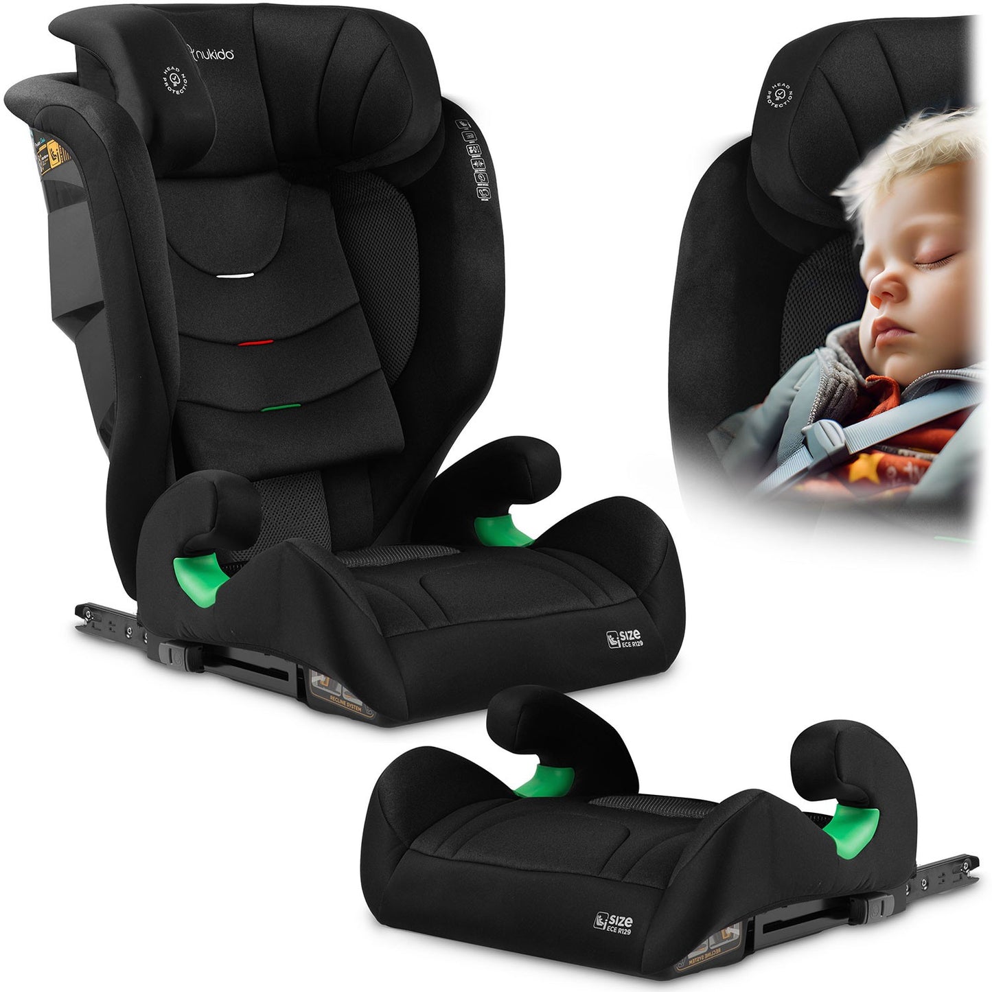 Nukido Louis Soft Car Seat Black 15-36kg ISOFIX