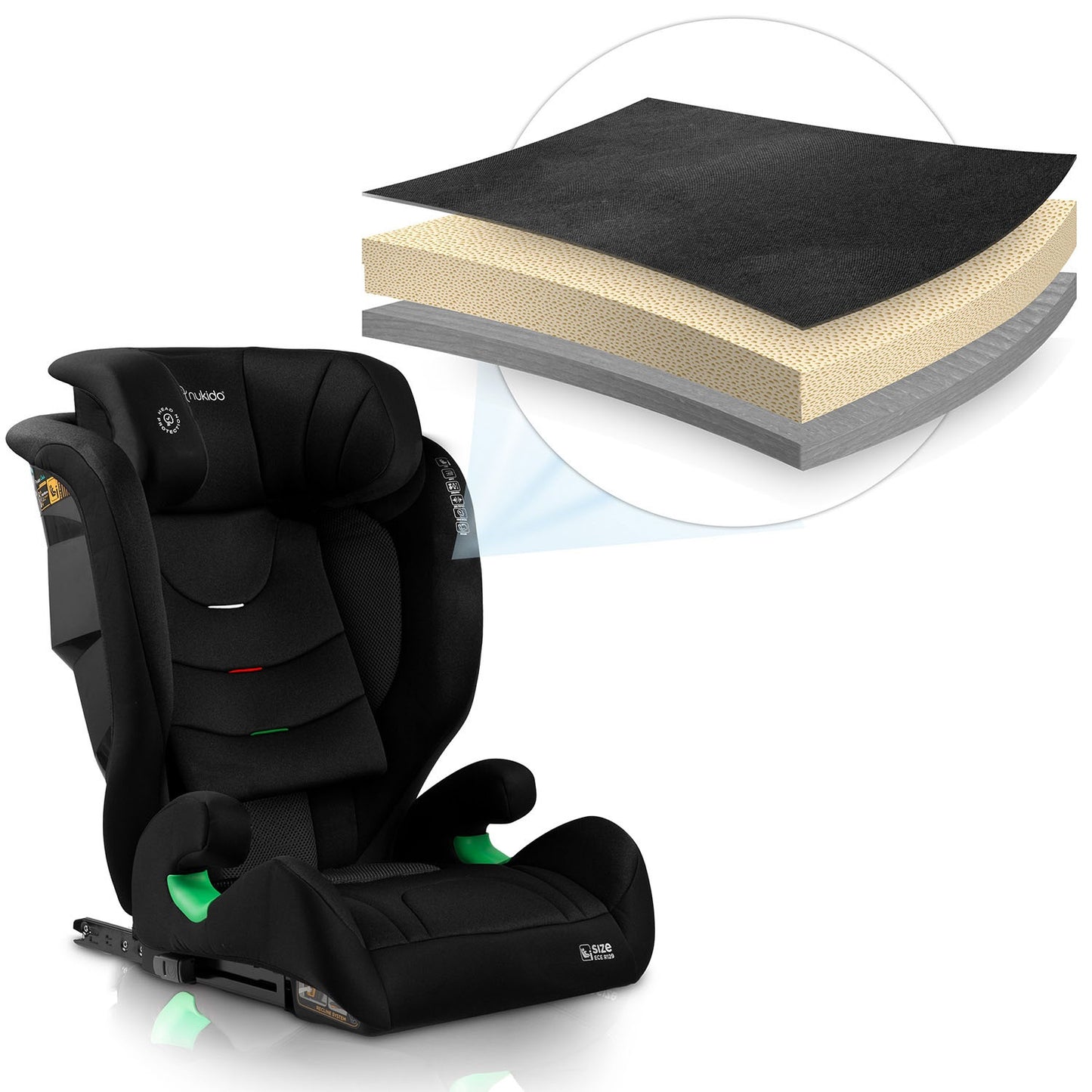 Nukido Louis Soft Car Seat Black 15-36kg ISOFIX