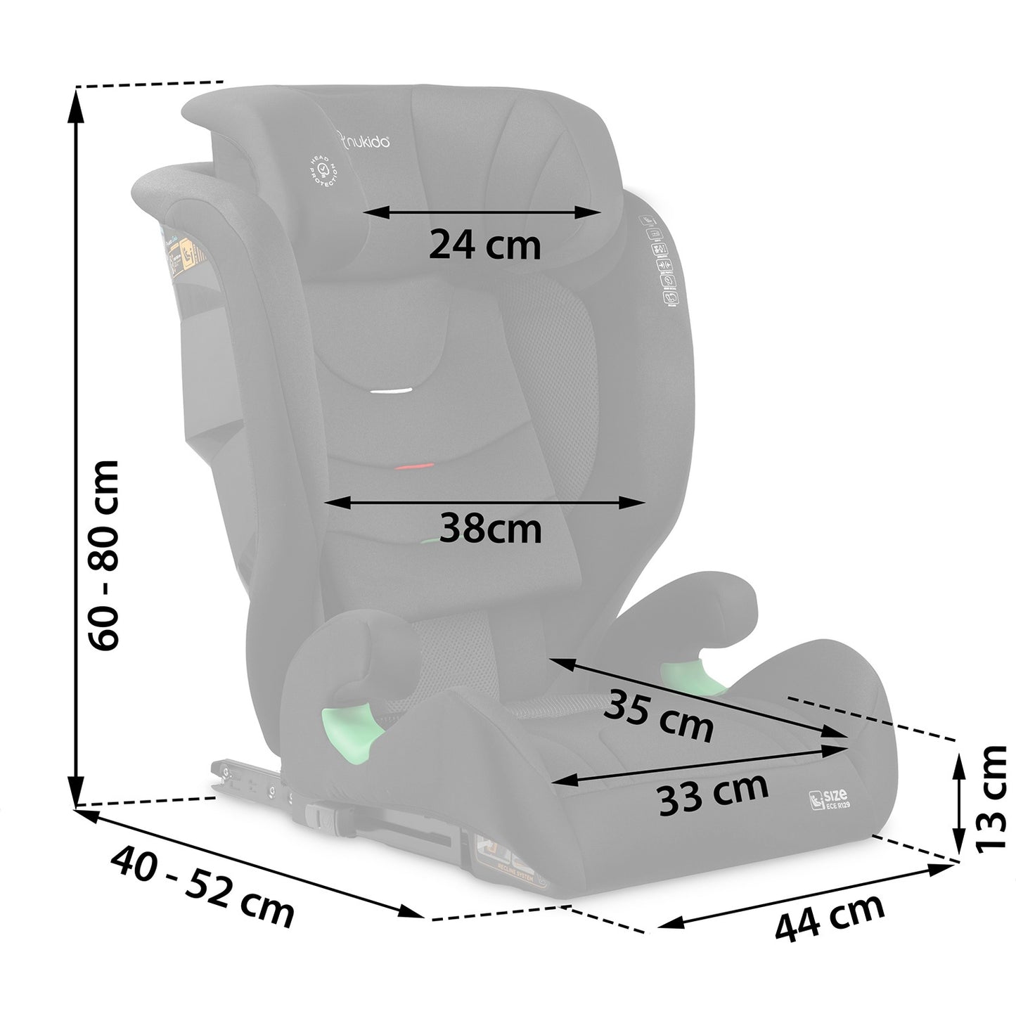 Nukido Louis Soft Car Seat Black 15-36kg ISOFIX