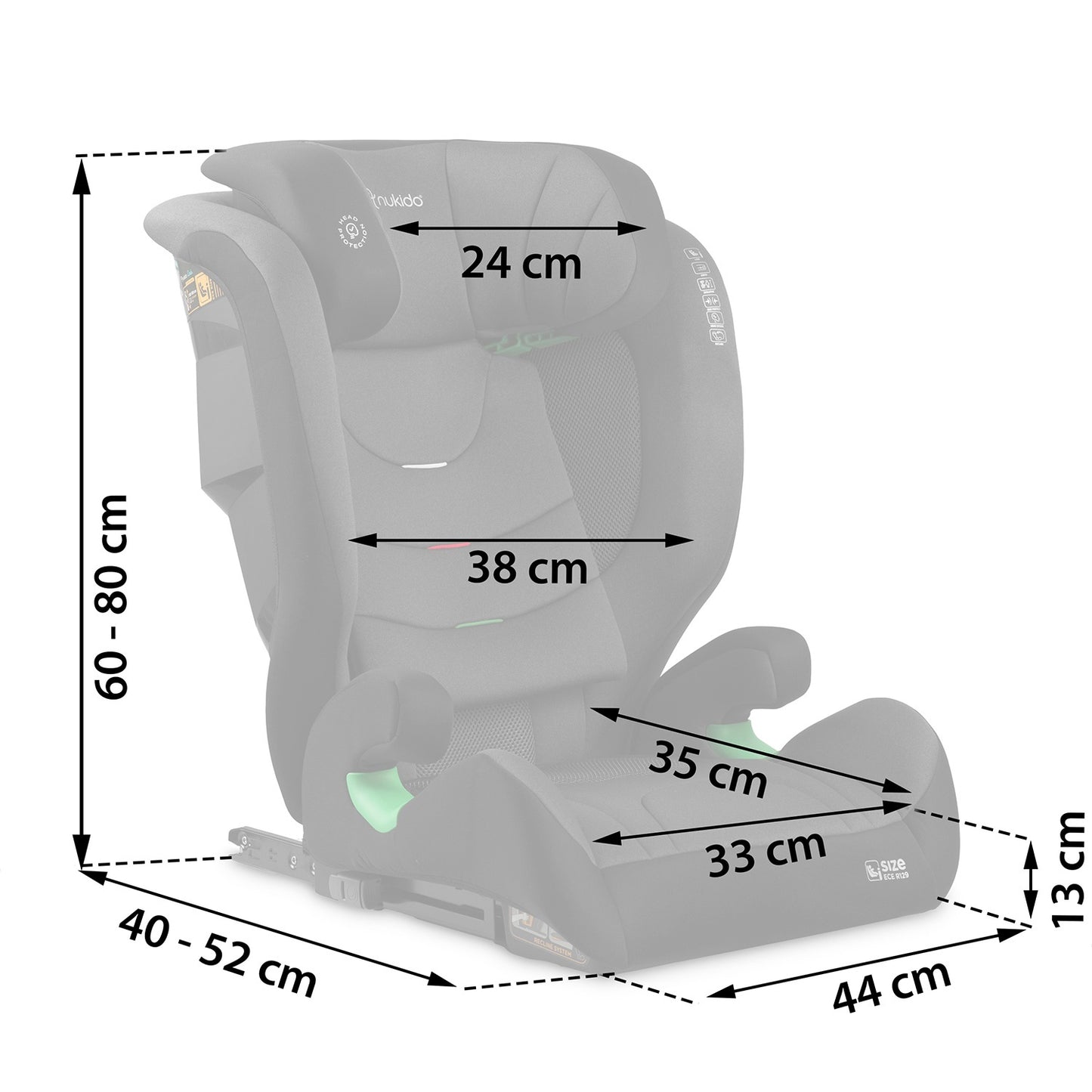 Nukido Louis Soft Car Seat Black/Grey 15-36kg ISOFIX