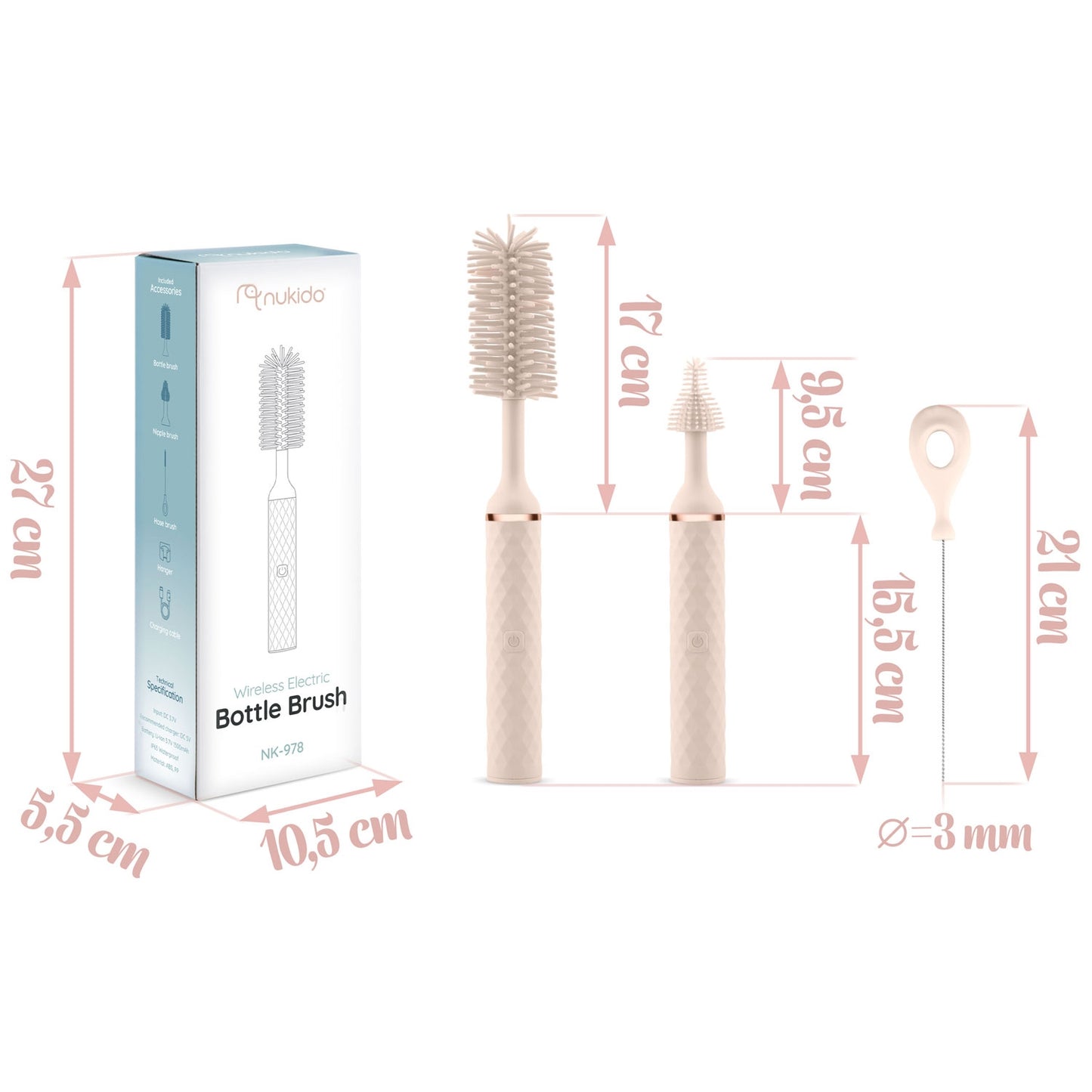 Nukido NK-978 electric brush for bottles and teats