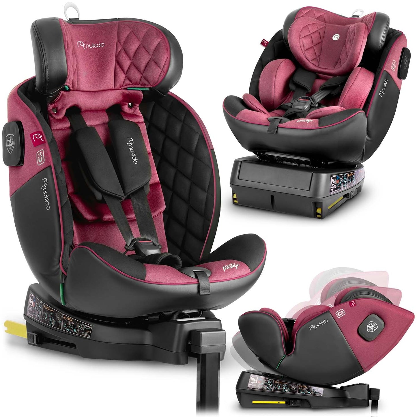 Nukido Prestige Line Car Seat Black/Pink 0-36kg ISOFIX