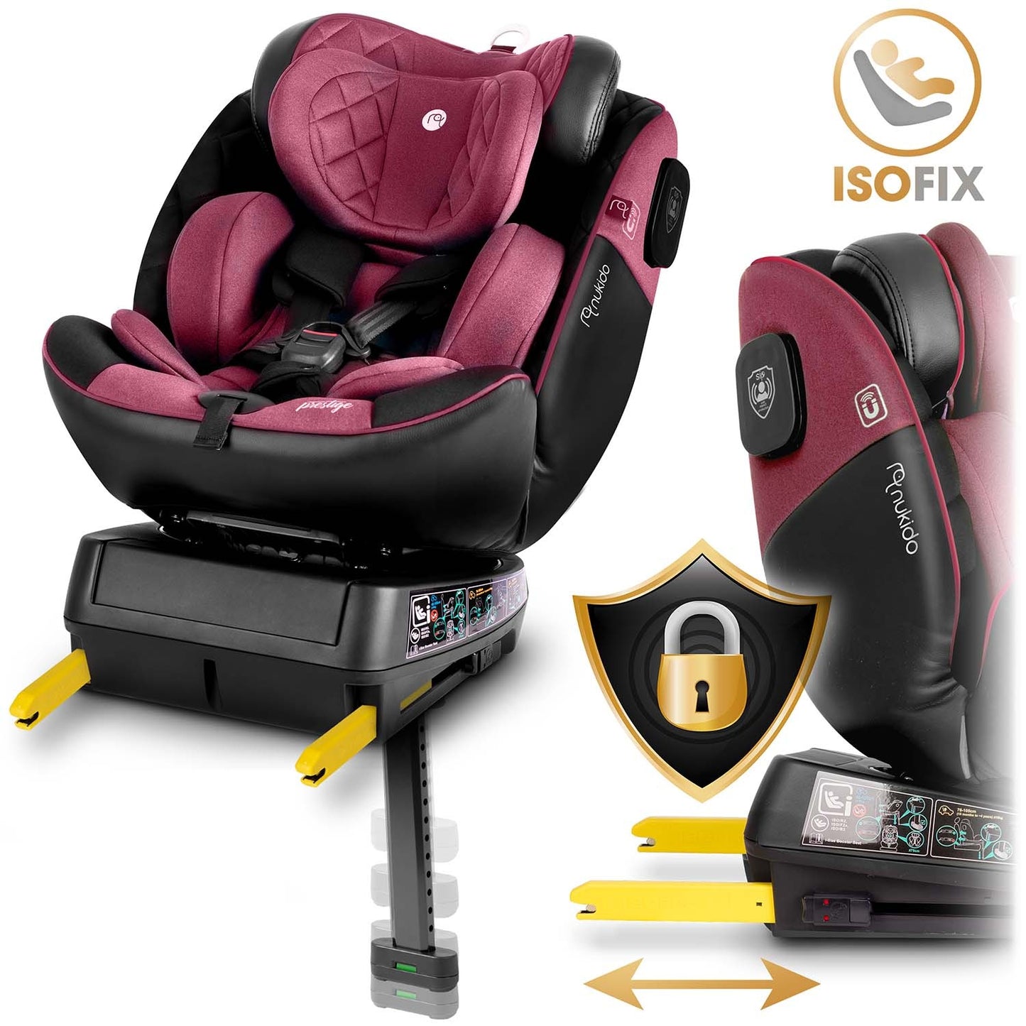 Nukido Prestige Line Car Seat Black/Pink 0-36kg ISOFIX