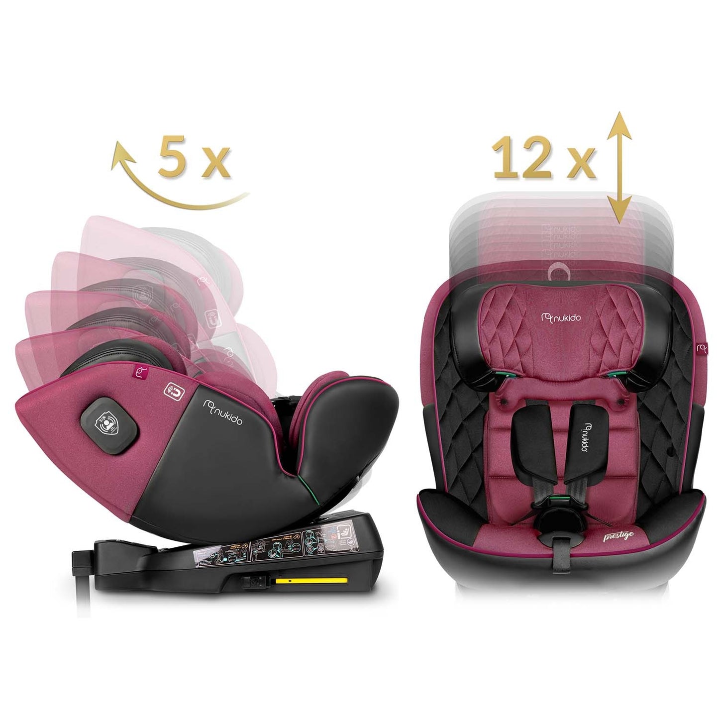 Nukido Prestige Line Car Seat Black/Pink 0-36kg ISOFIX