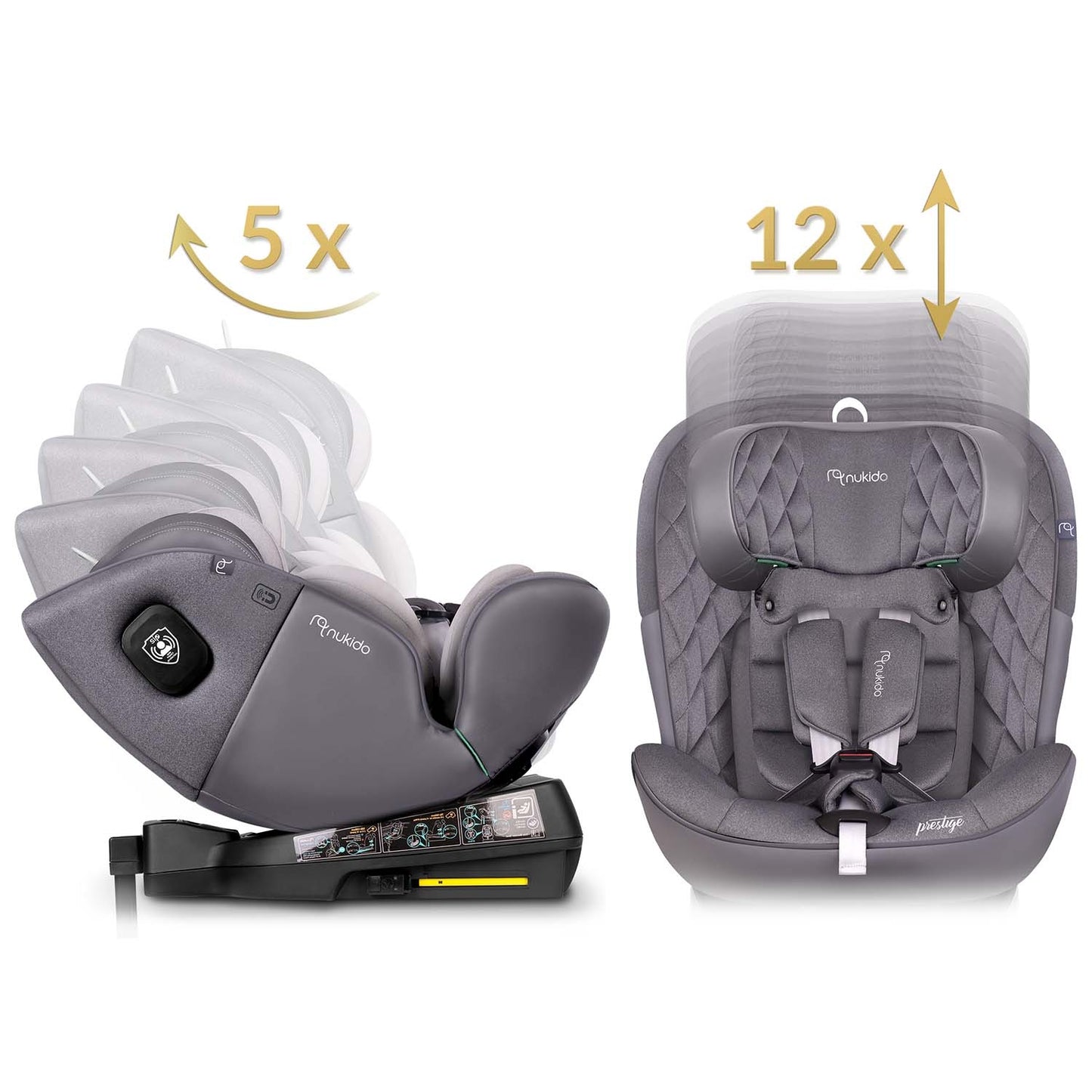 Nukido Prestige Line Car Seat Grey 0-36kg ISOFIX