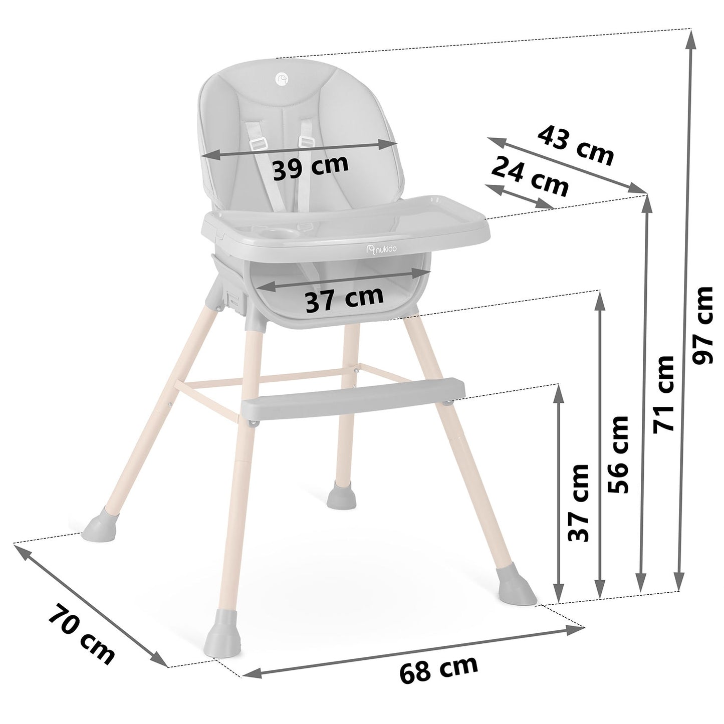 Nukido Tilo feeding chair, gray