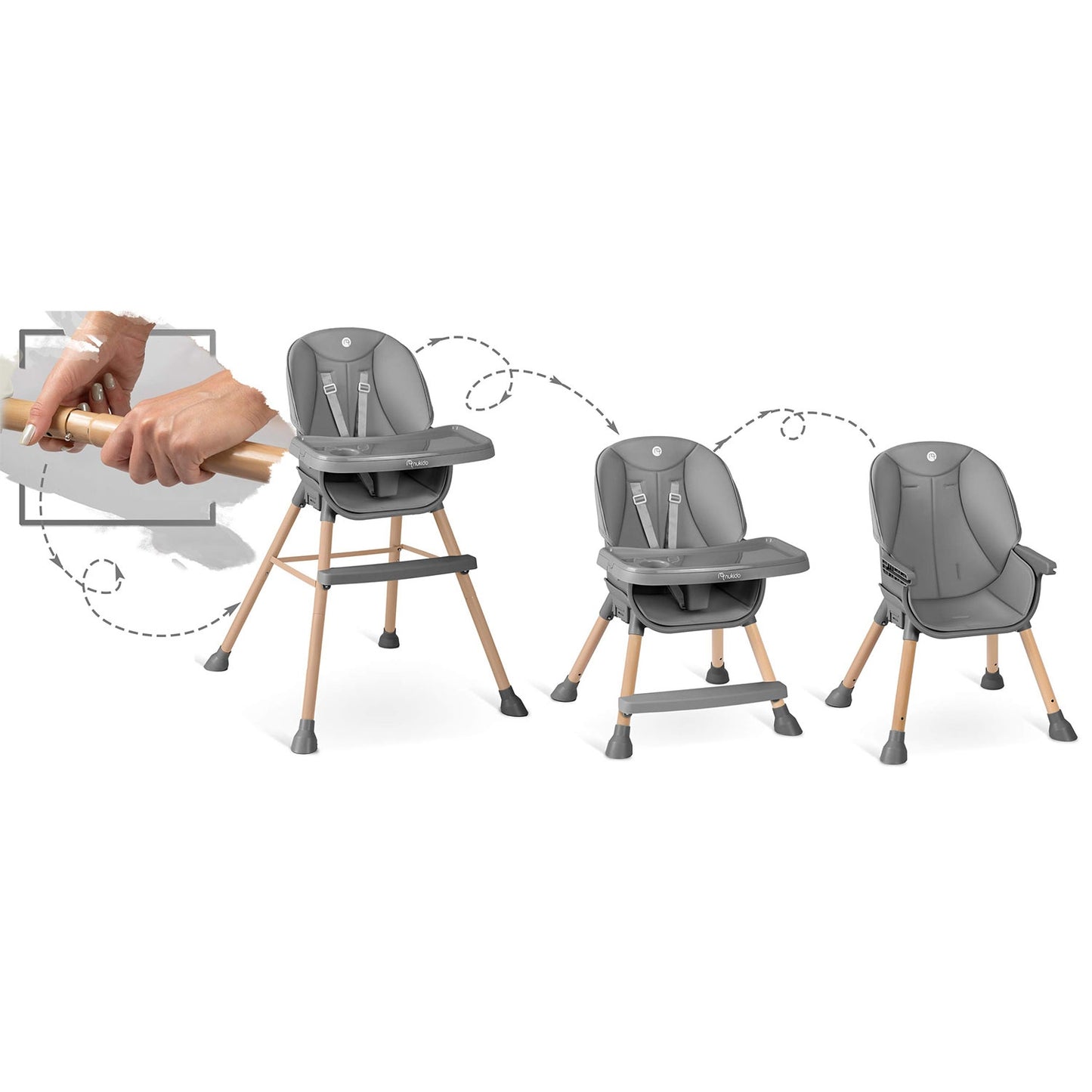 Nukido Tilo feeding chair, gray