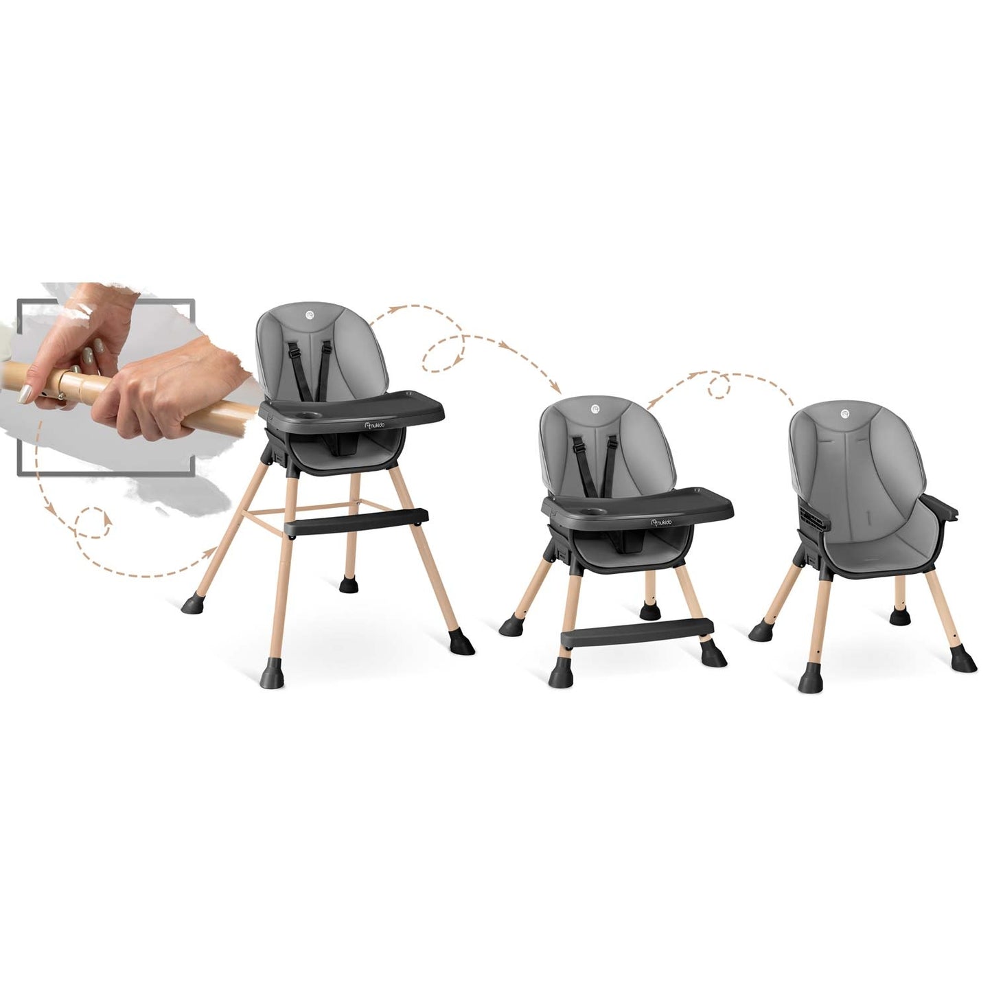Nukido Tilo feeding chair gray-black