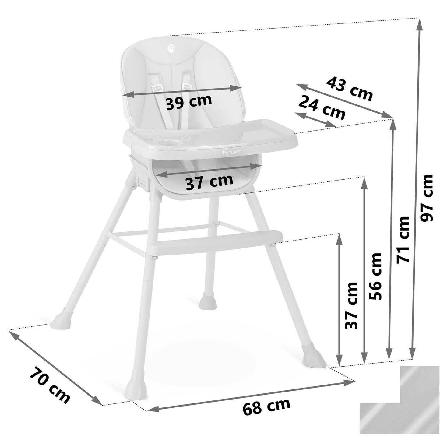 Nukido Tilo feeding chair gray-black