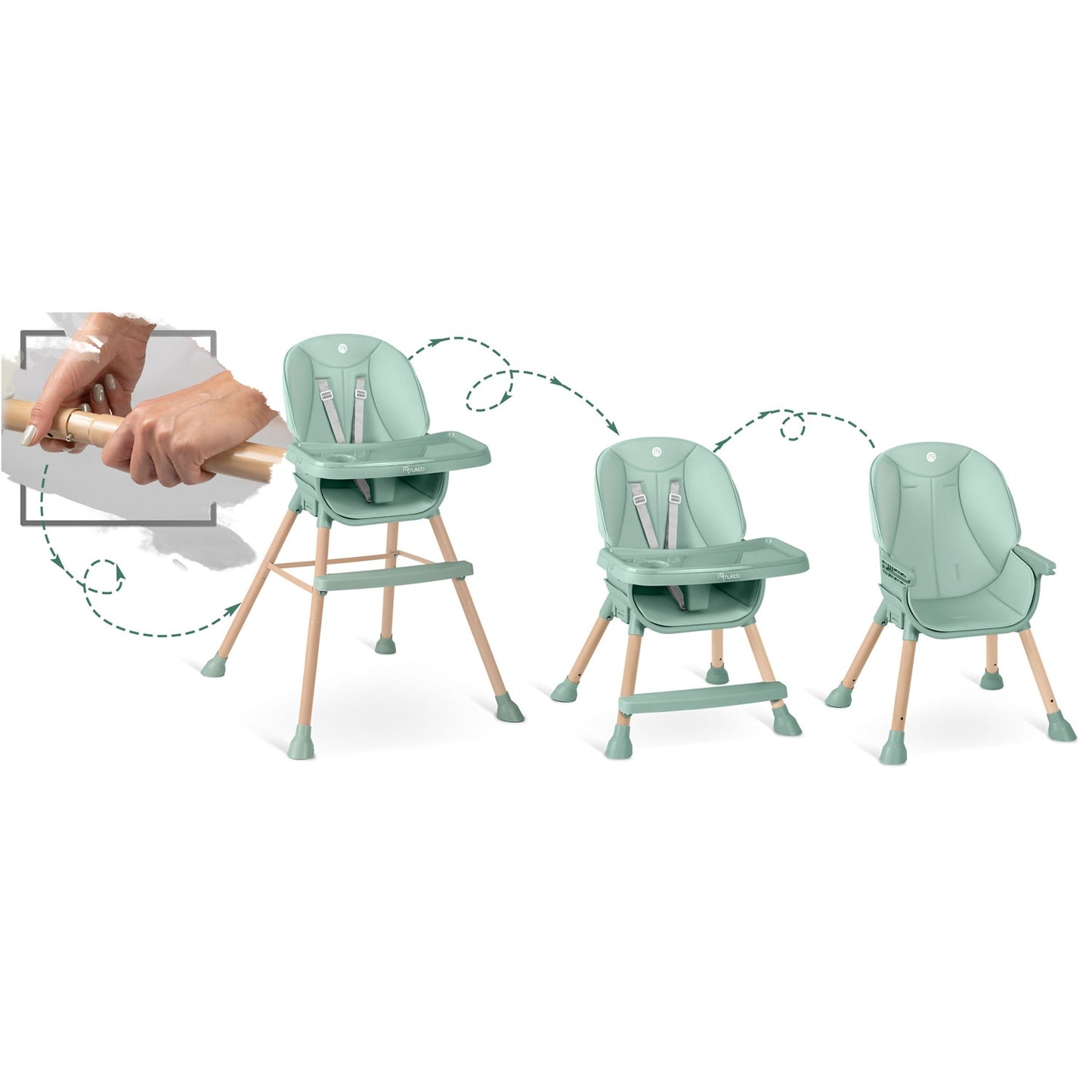 Nukido Tilo feeding chair, green