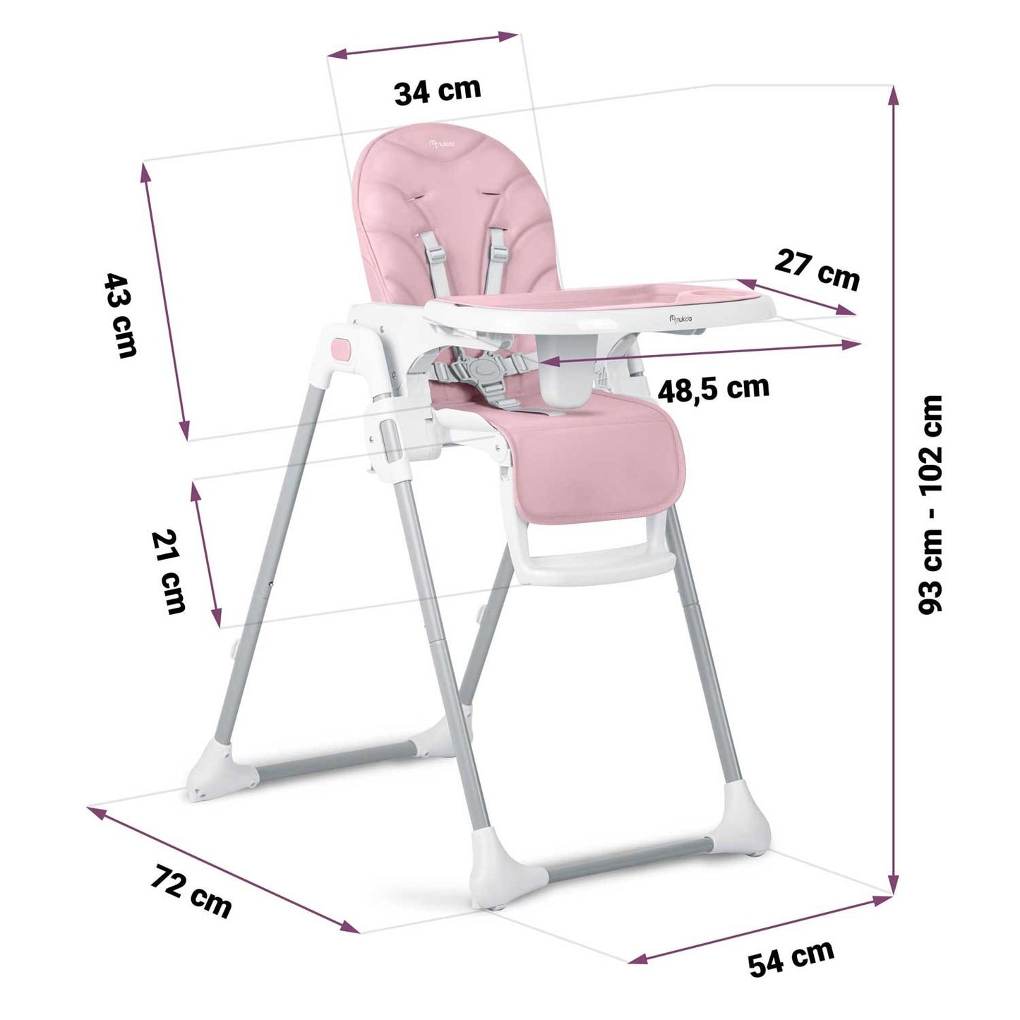 Nukido Tulo pink feeding chair