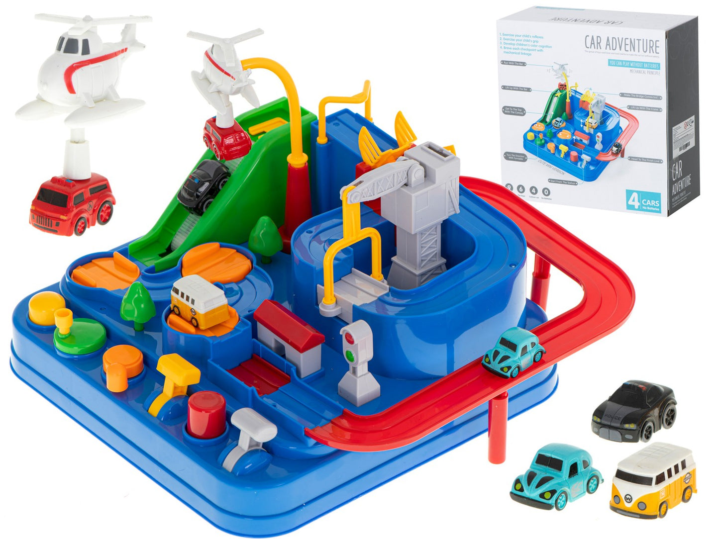 Obstacle course interactive car park racing 4 cars