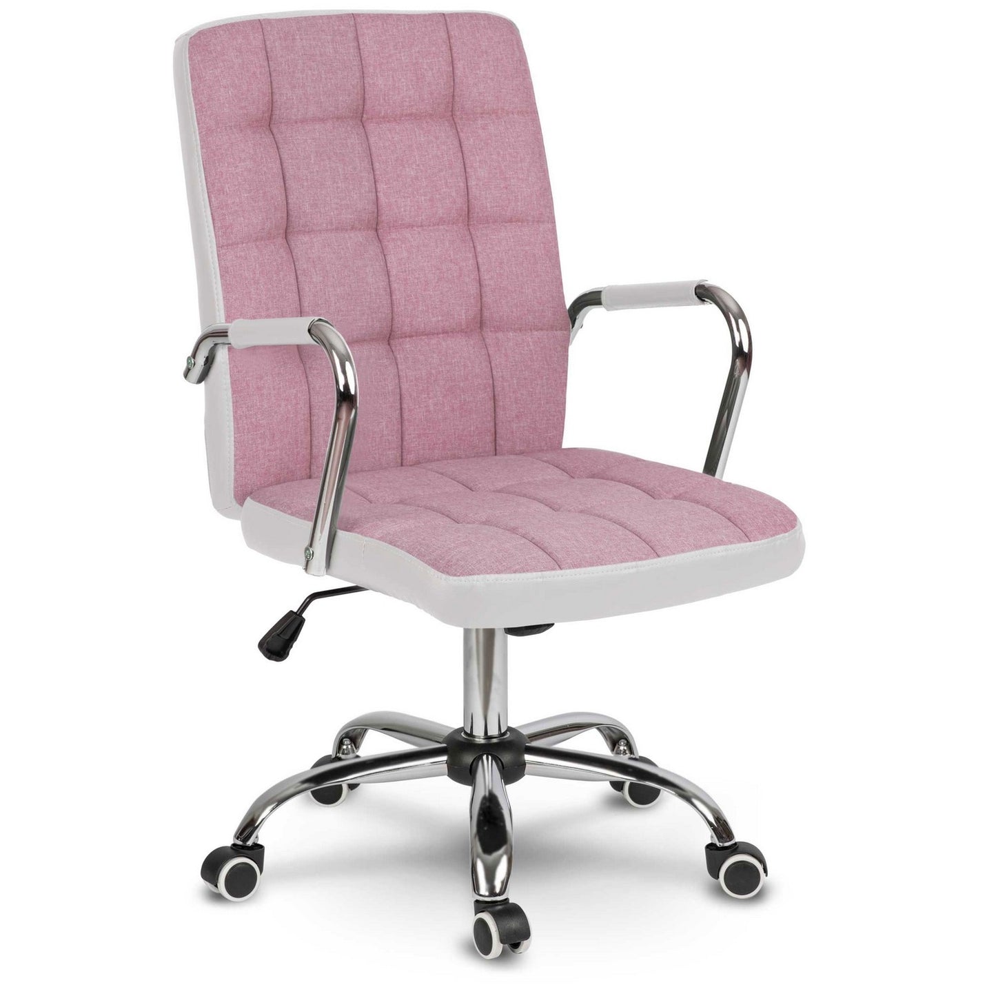 Office chair Benton in pink and white fabric