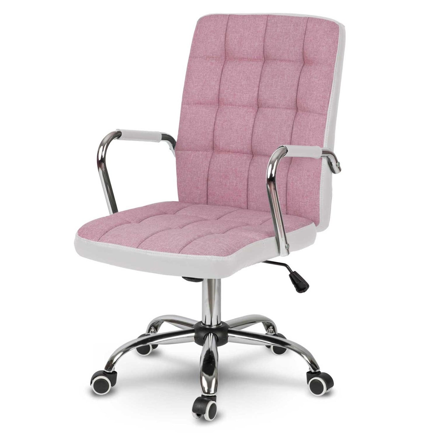 Office chair Benton in pink and white fabric