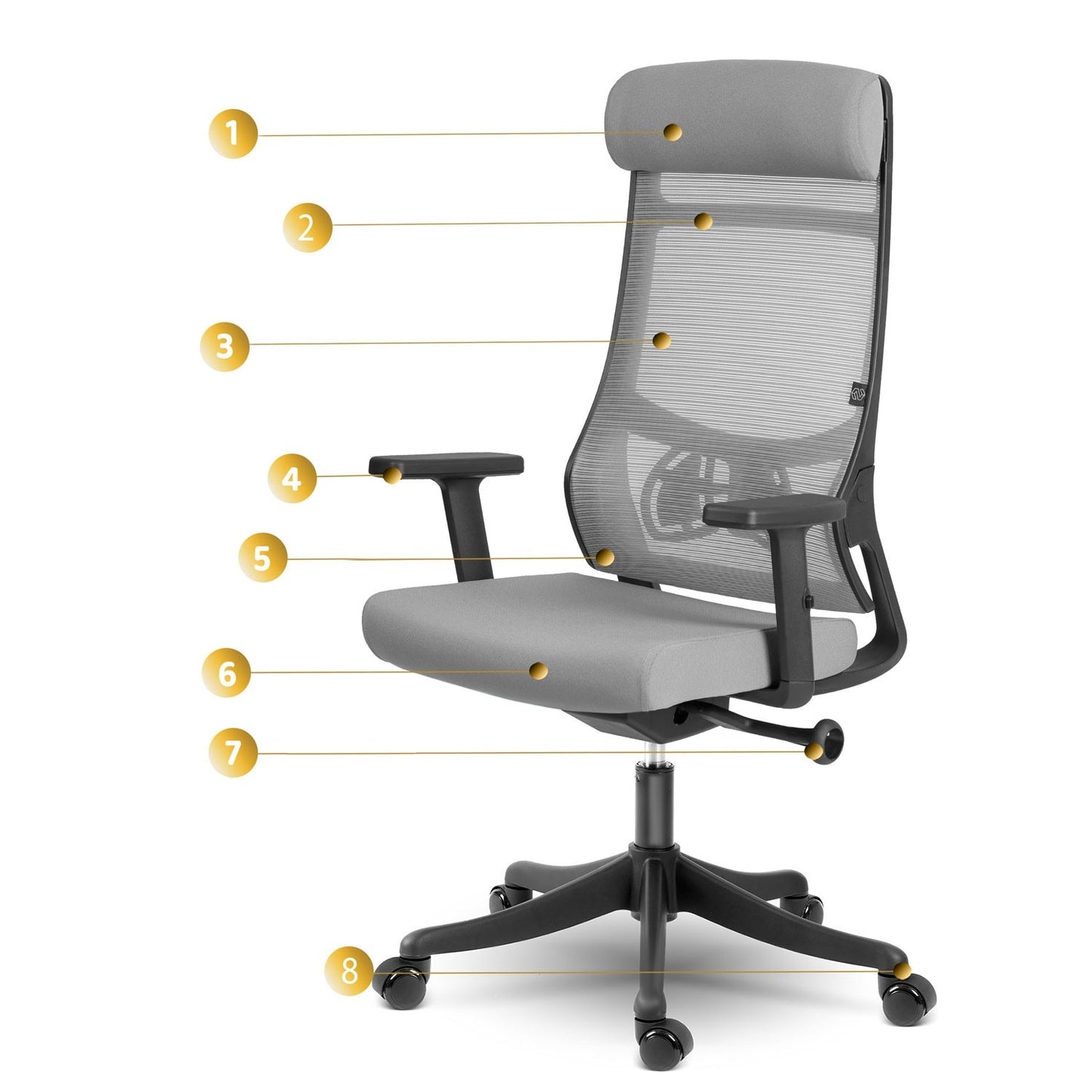Office chair in micromesh Sofotel Brema gray