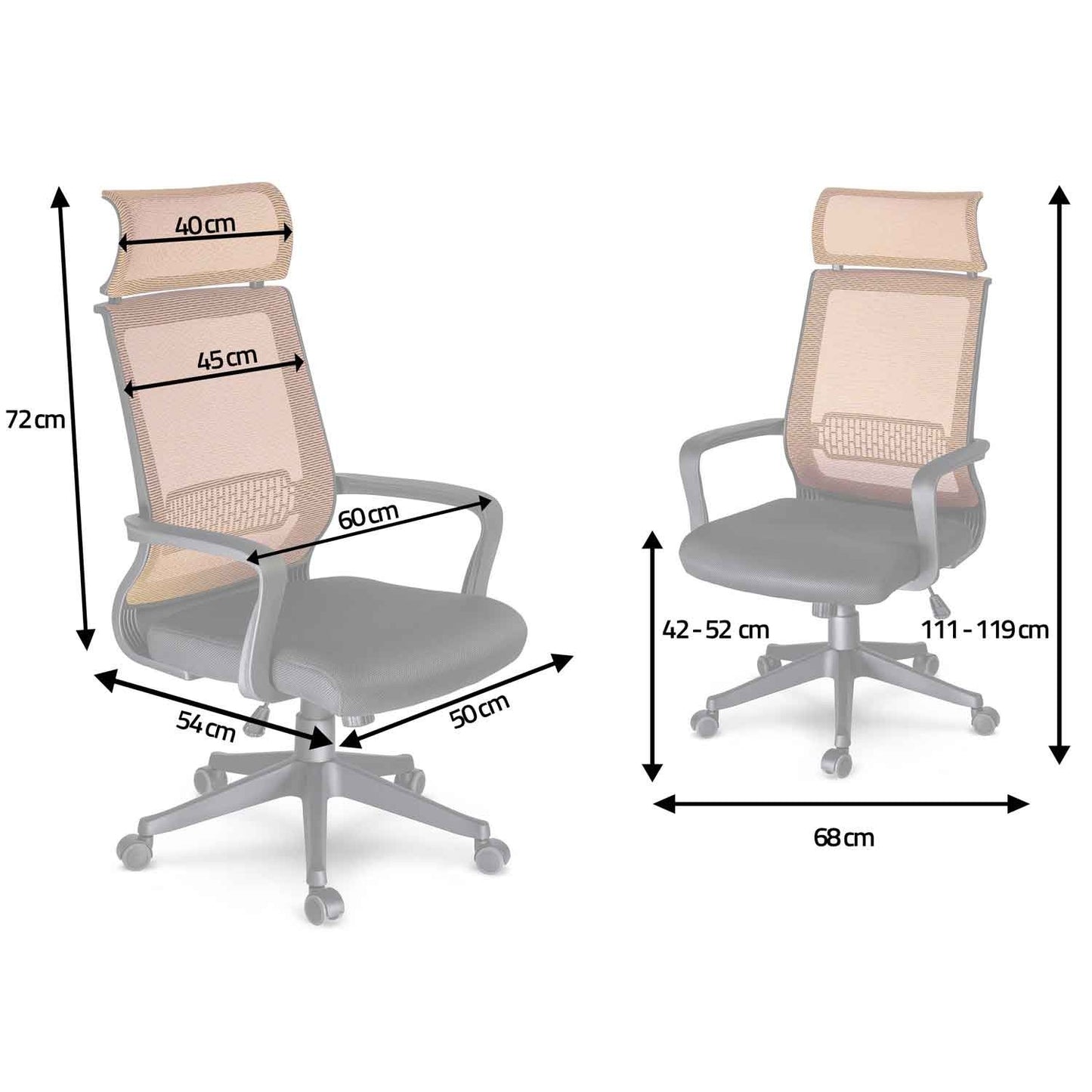 Office chair, micro mesh swivel chair, Nosberg - TILT mechanism