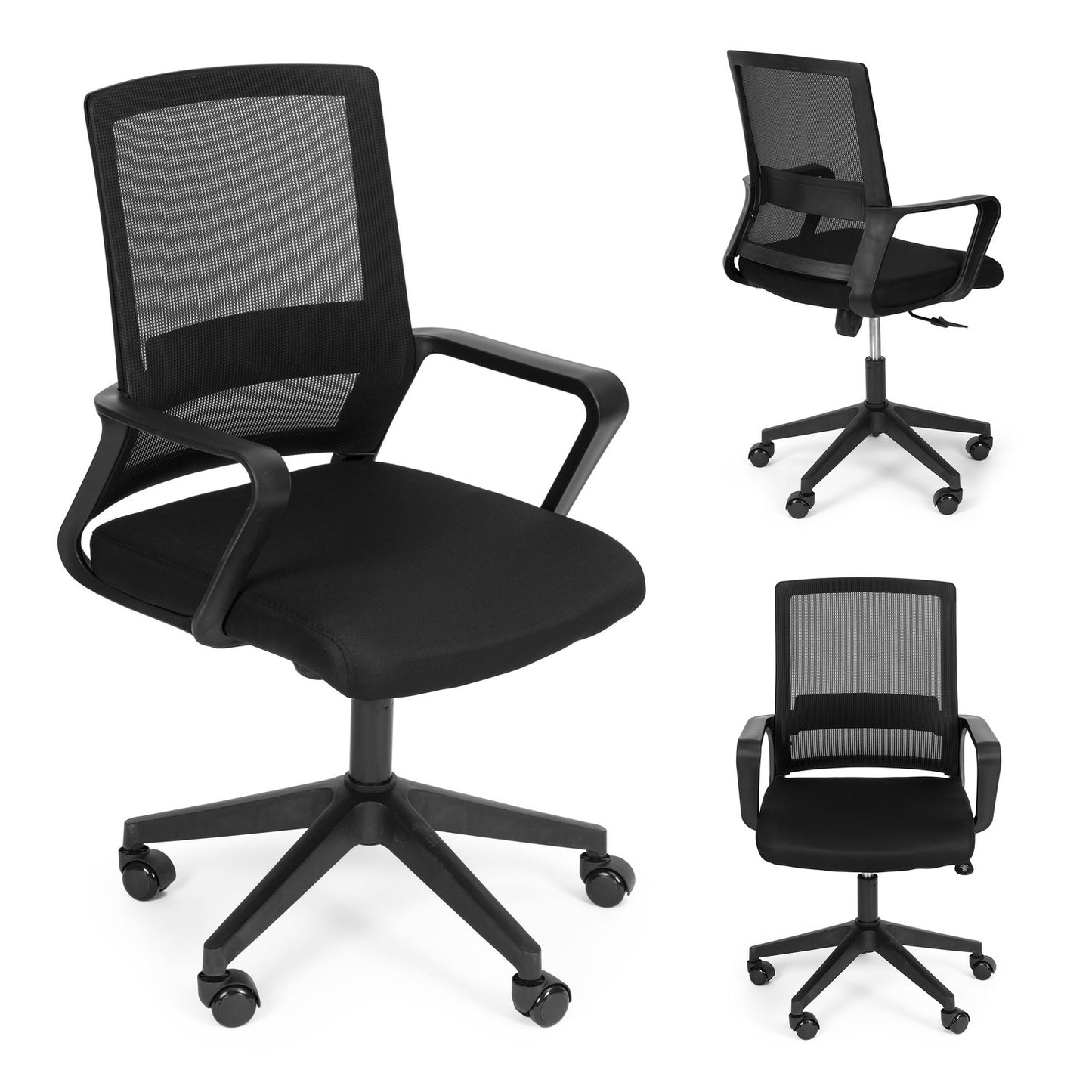 Office chair, swivel, contoured, adjustable height, black, ModernHome