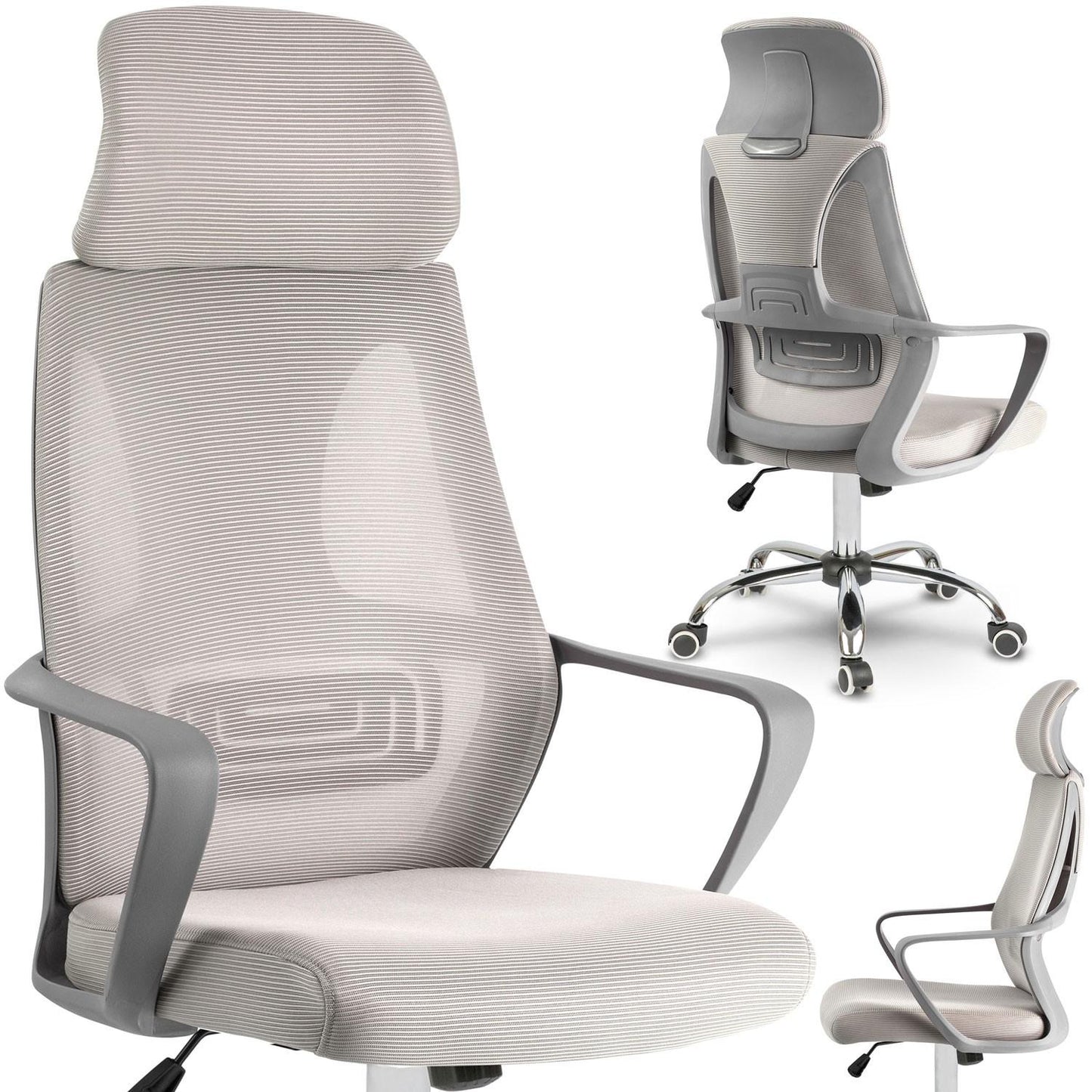 Office chair with micro mesh Praga - Light grey