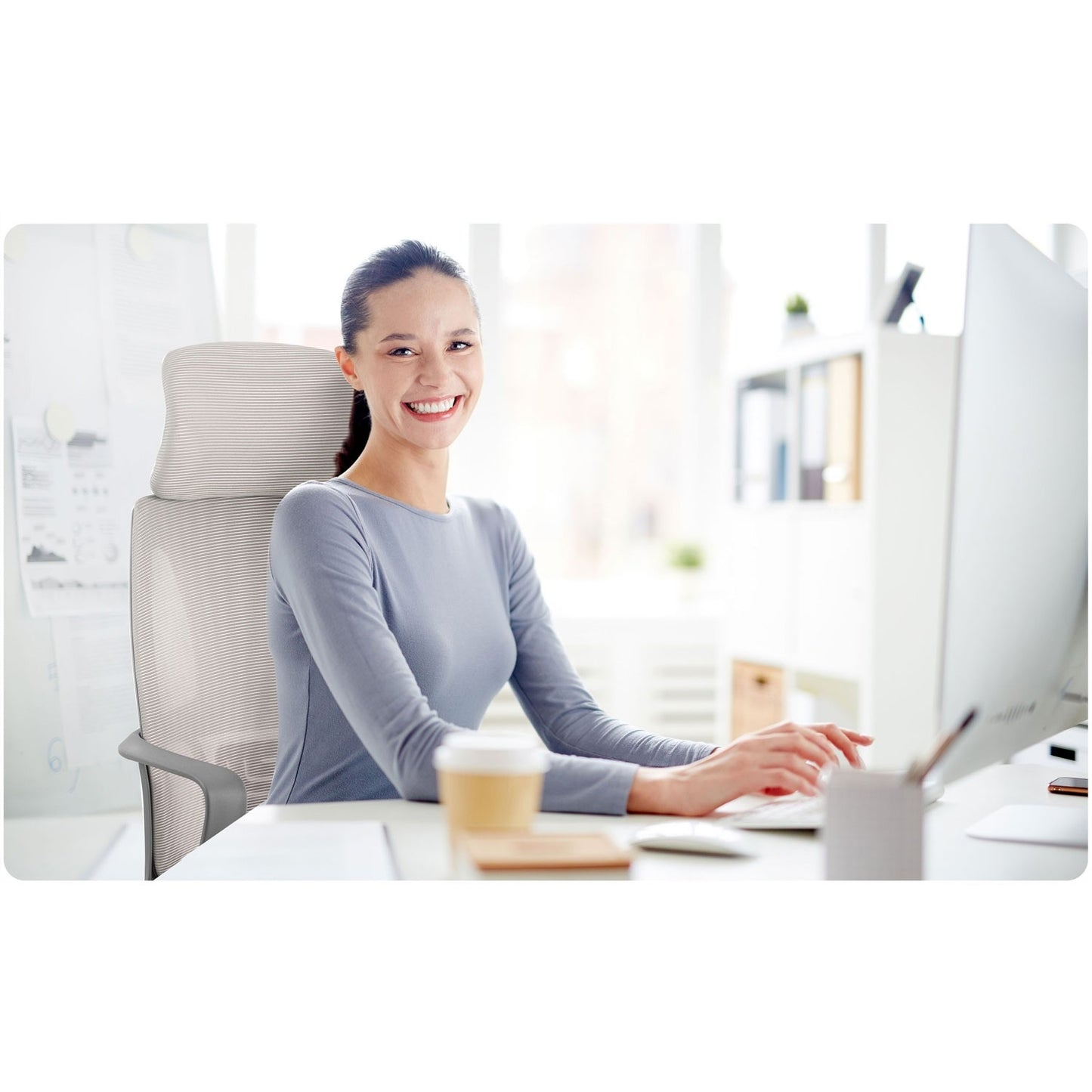 Office chair with micro mesh Praga - Light grey
