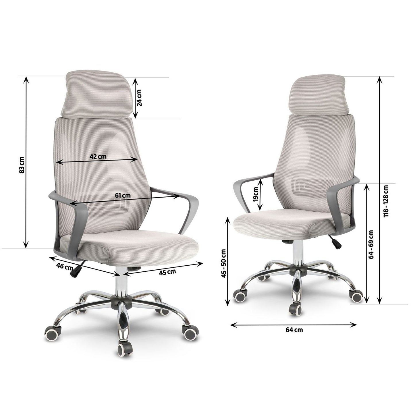 Office chair with micro mesh Praga - Light grey