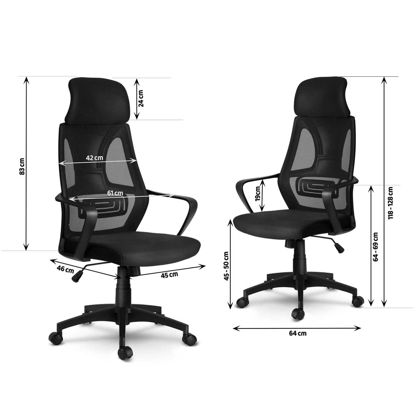 Office chair with micro mesh Praga - black