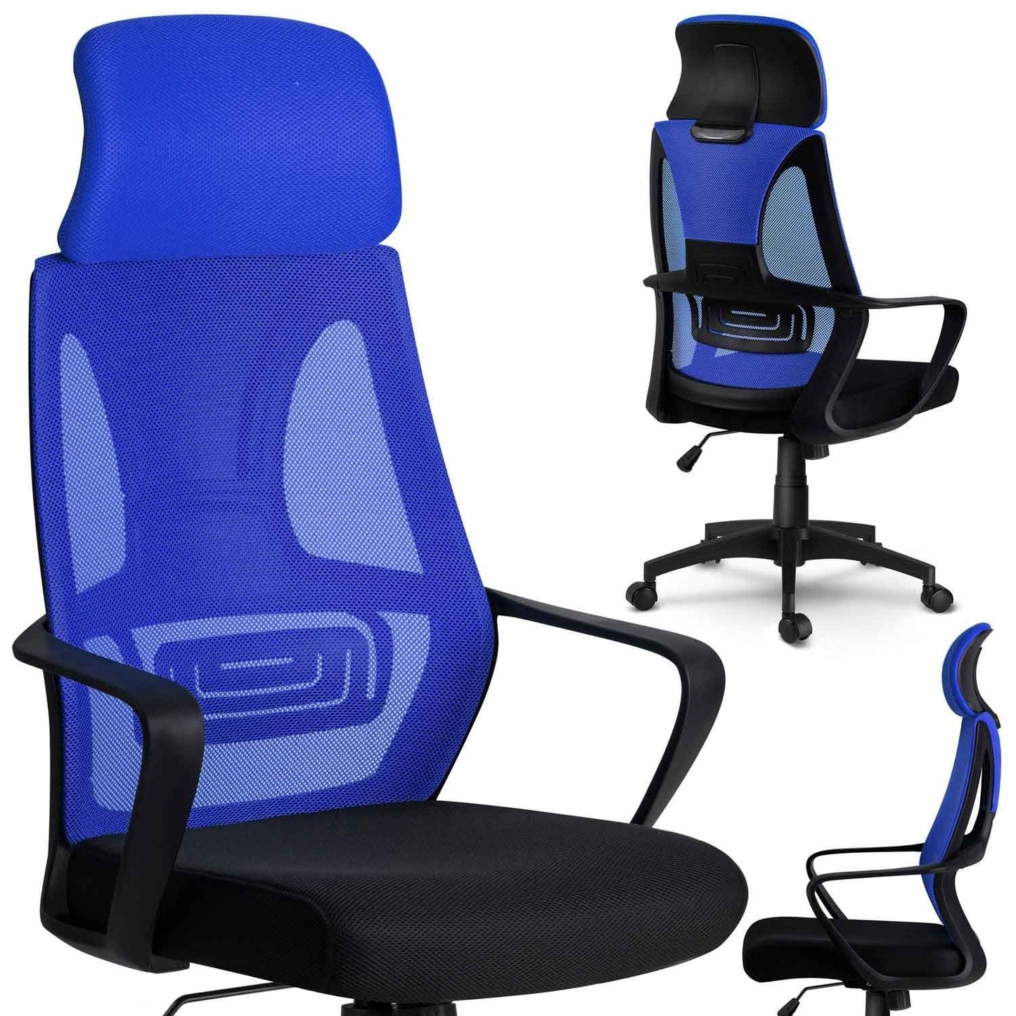 Office chair with micro mesh, Praga - blue