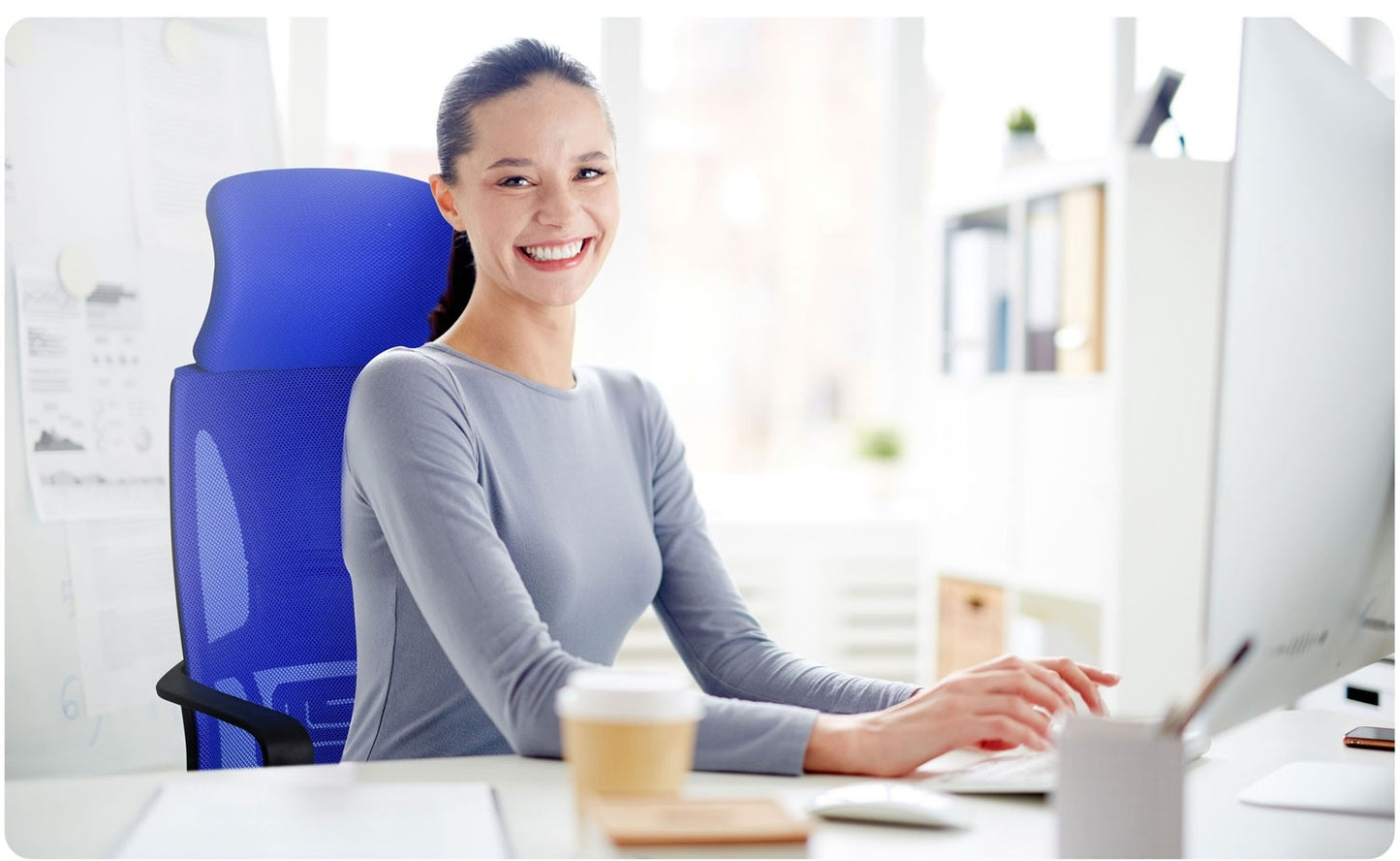 Office chair with micro mesh, Praga - blue