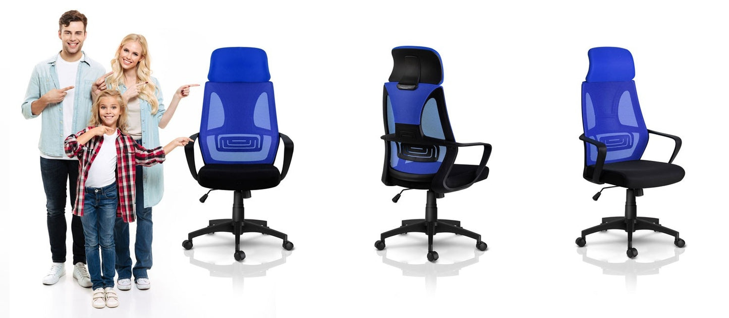 Office chair with micro mesh, Praga - blue