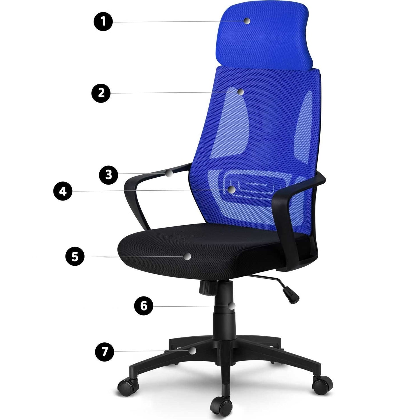 Office chair with micro mesh, Praga - blue