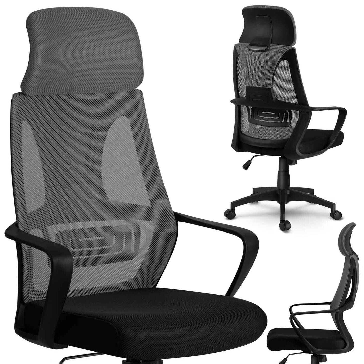 Office chair with micro mesh Praga - gray