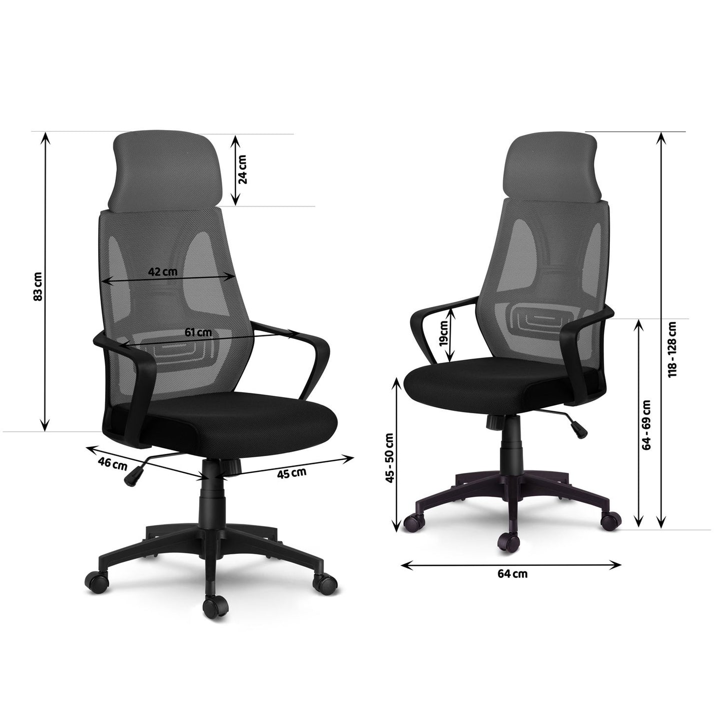 Office chair with micro mesh Praga - gray