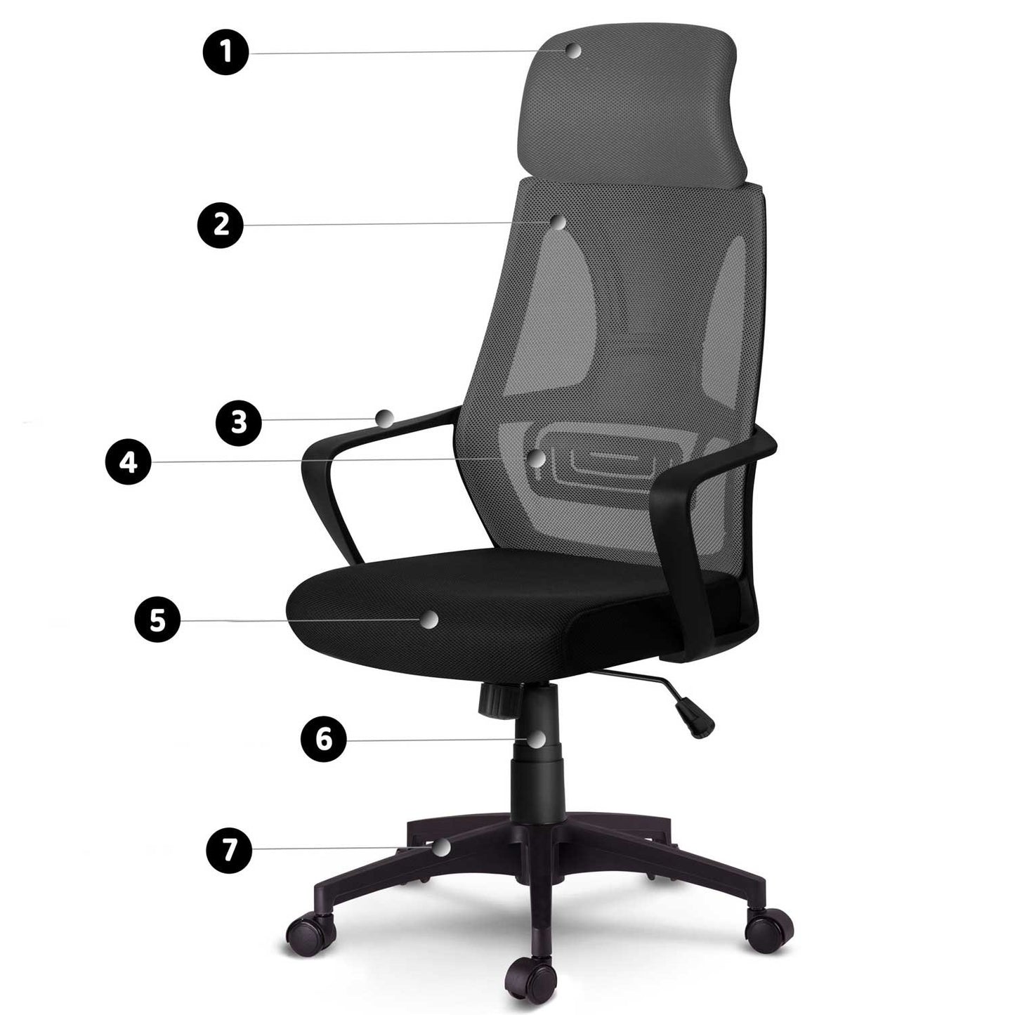 Office chair with micro mesh Praga - gray