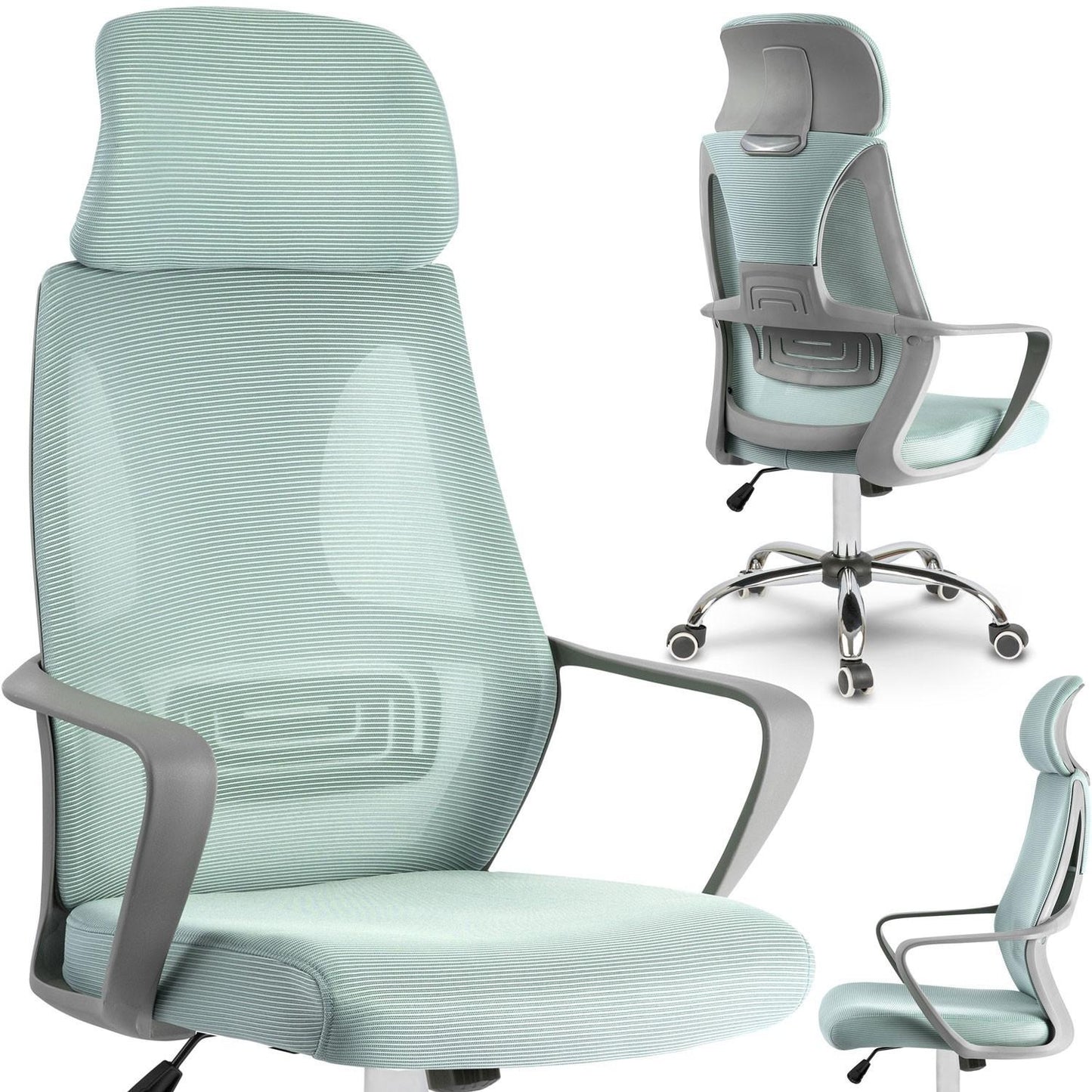 Office chair with micro mesh Praga - light blue