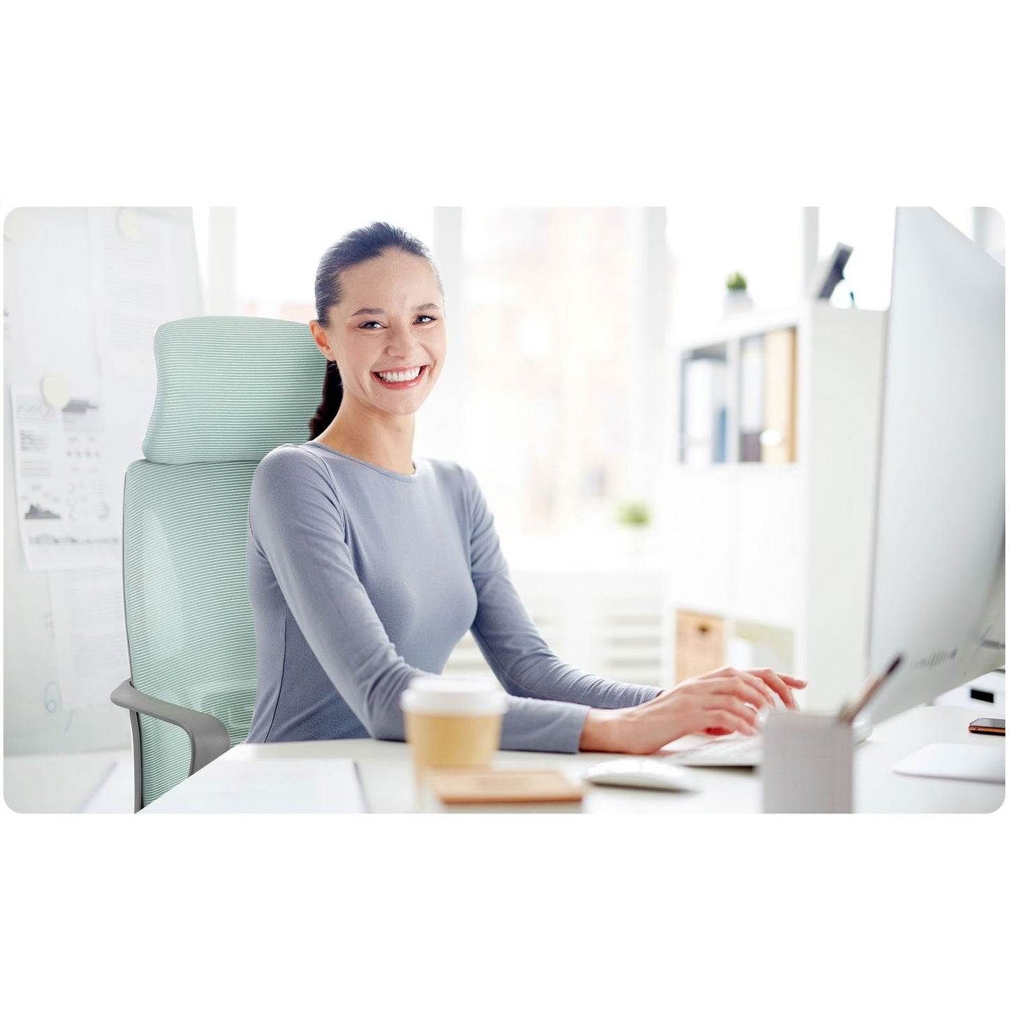 Office chair with micro mesh Praga - light blue