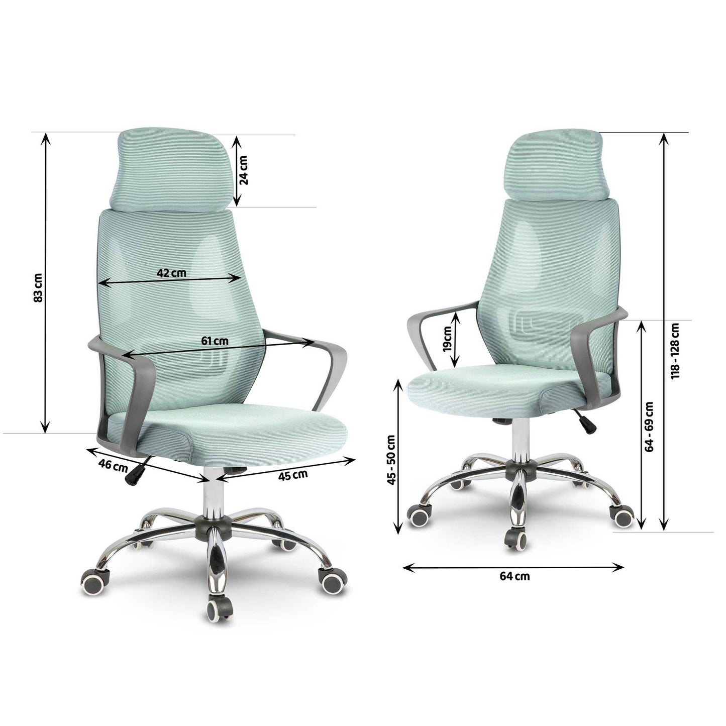 Office chair with micro mesh Praga - light blue