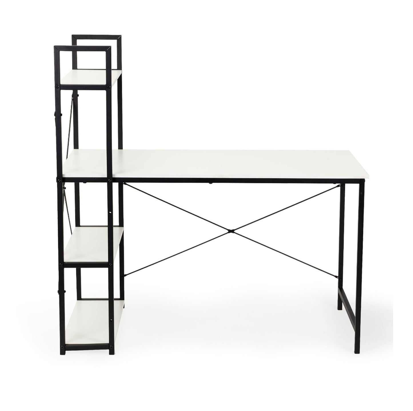 Office computer desk, table + bookcase, loft shelves