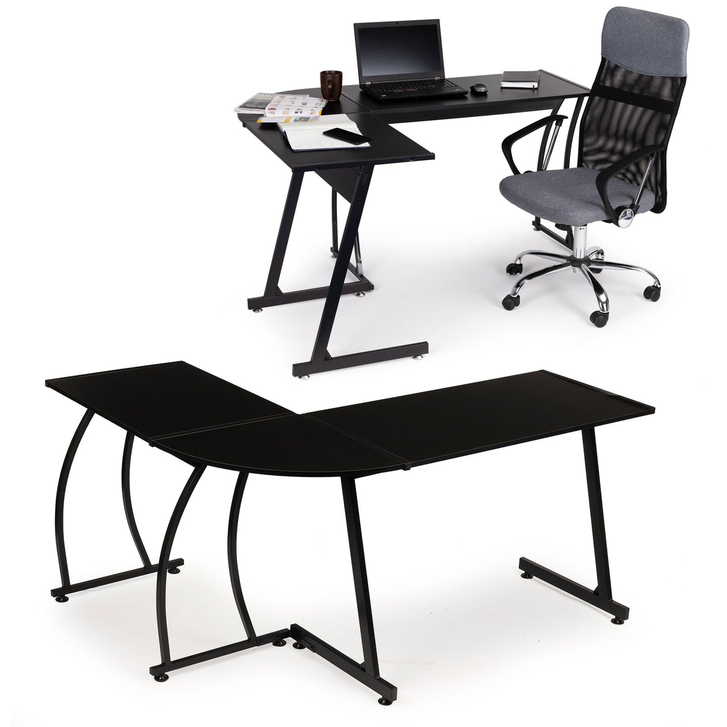 Office corner gaming desk LOFT school table black