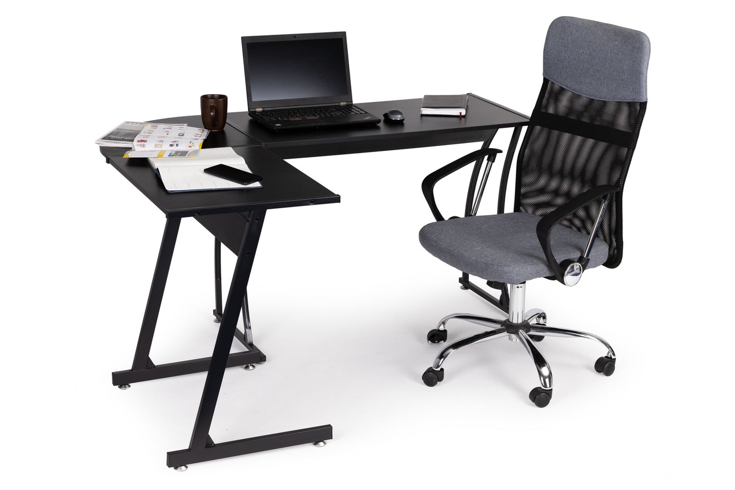 Office corner gaming desk LOFT school table black