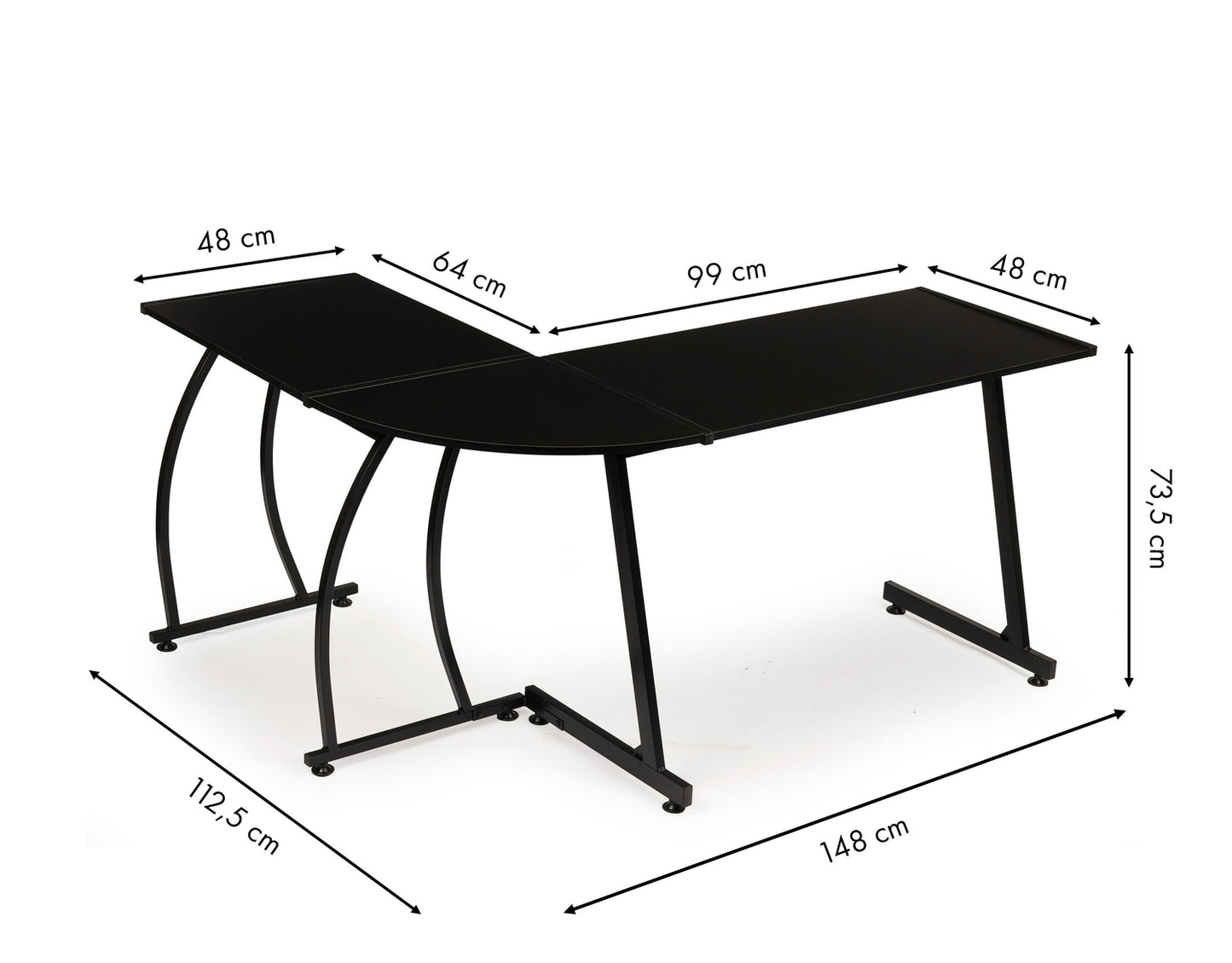 Office corner gaming desk LOFT school table black