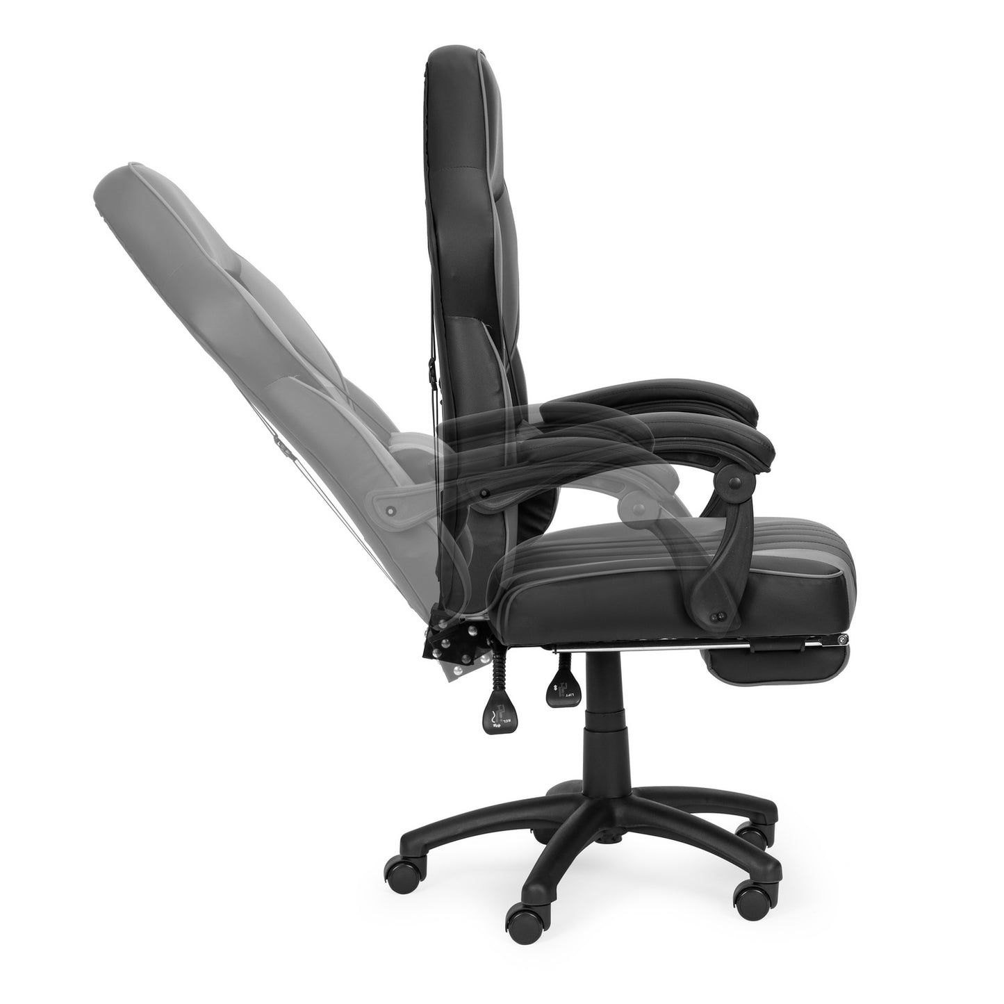 Office gaming chair with adjustable footrest and lumbar pillow