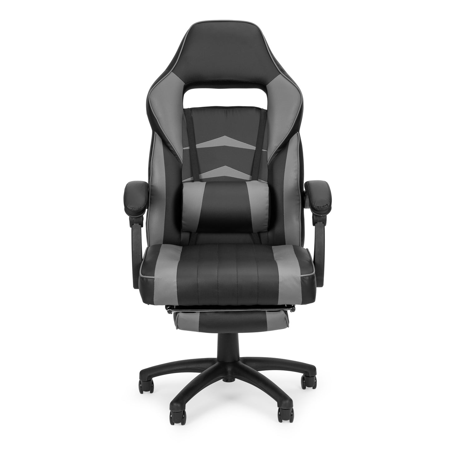 Office gaming chair with adjustable footrest and lumbar pillow