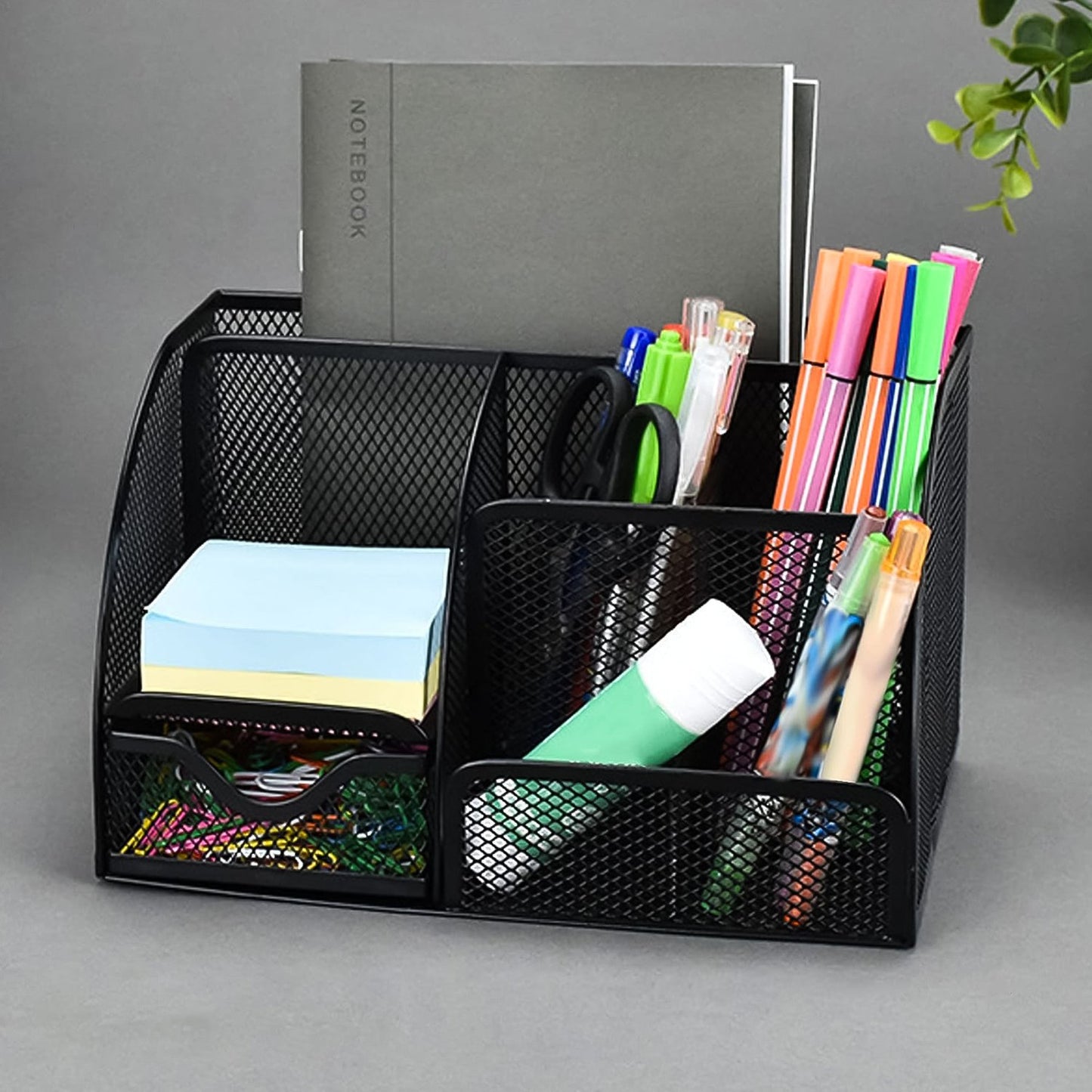 Office organizer, metal desk toolbox, 6 compartments