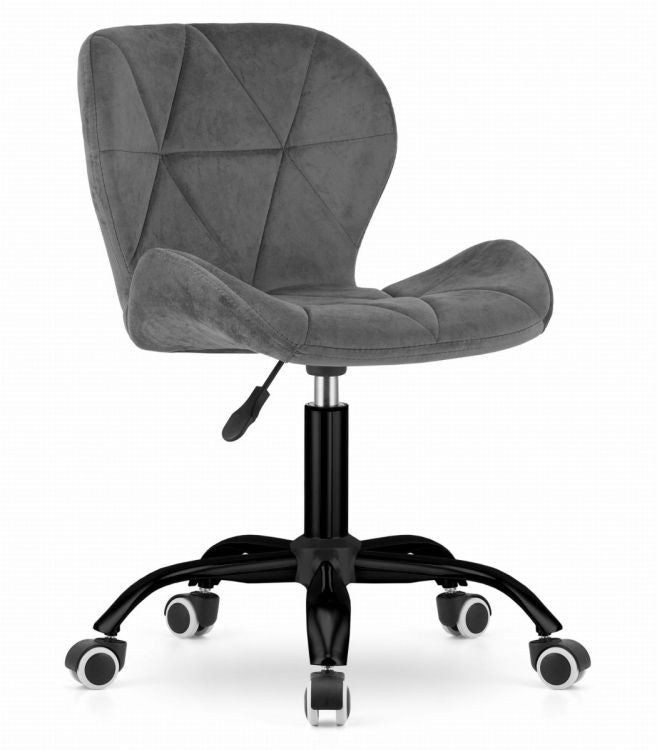 Office swivel chair with wide backrest, dark gray velvet