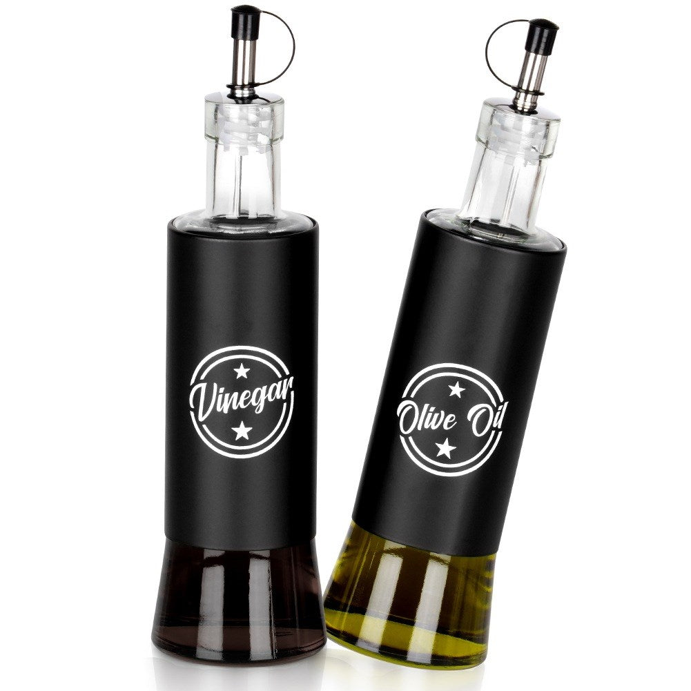 Oil and vinegar bottles, black glass, 300 ml, 2 pcs.