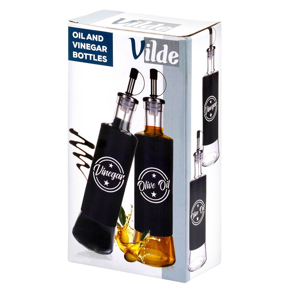 Oil and vinegar bottles, black glass, 300 ml, 2 pcs.
