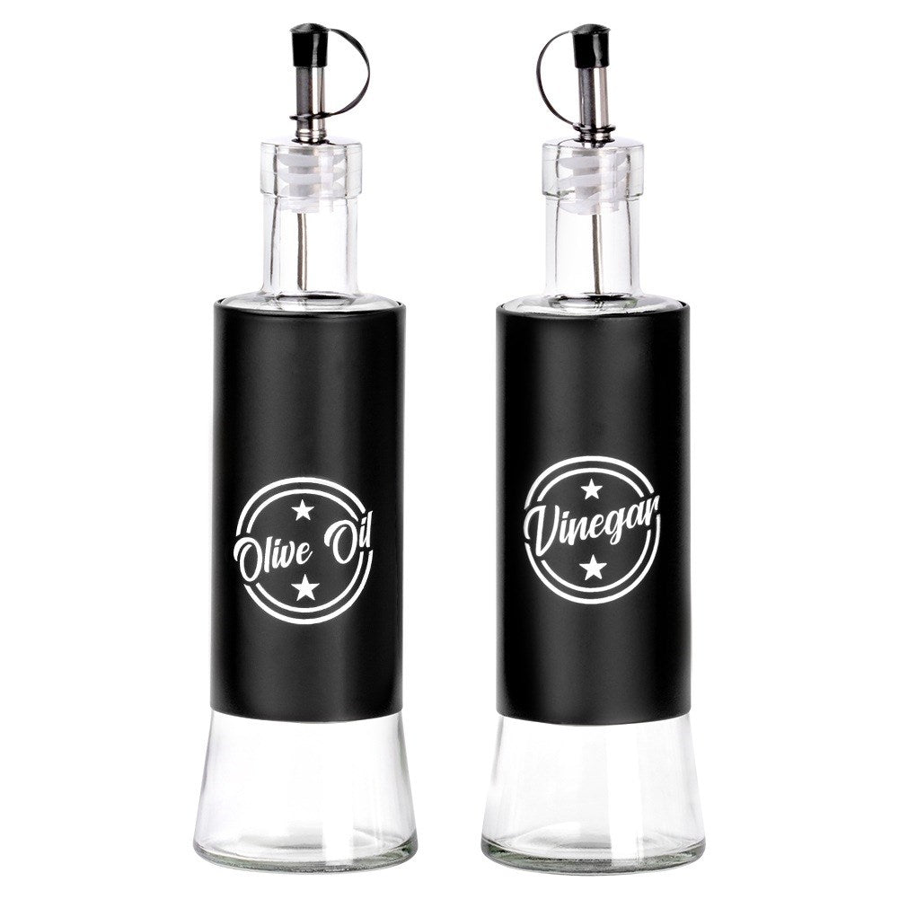 Oil and vinegar bottles, black glass, 300 ml, 2 pcs.